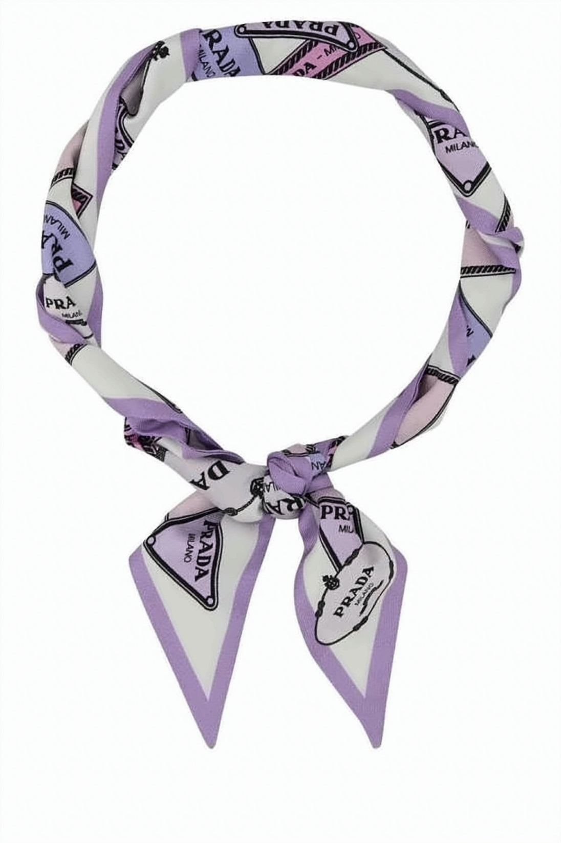 Silk Scarf with Pastel Logo Pattern and Pointed Ends