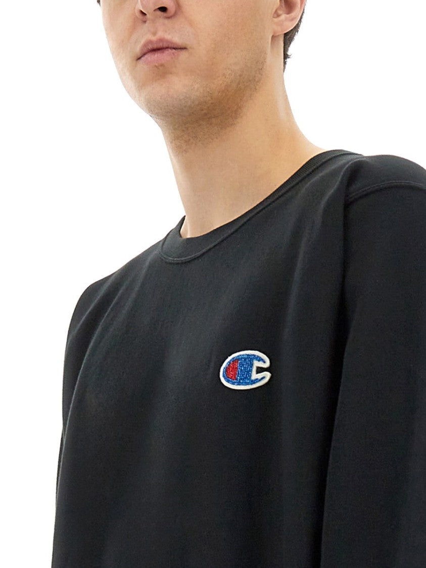 Oversized Black T-Shirt With Logo Patches
