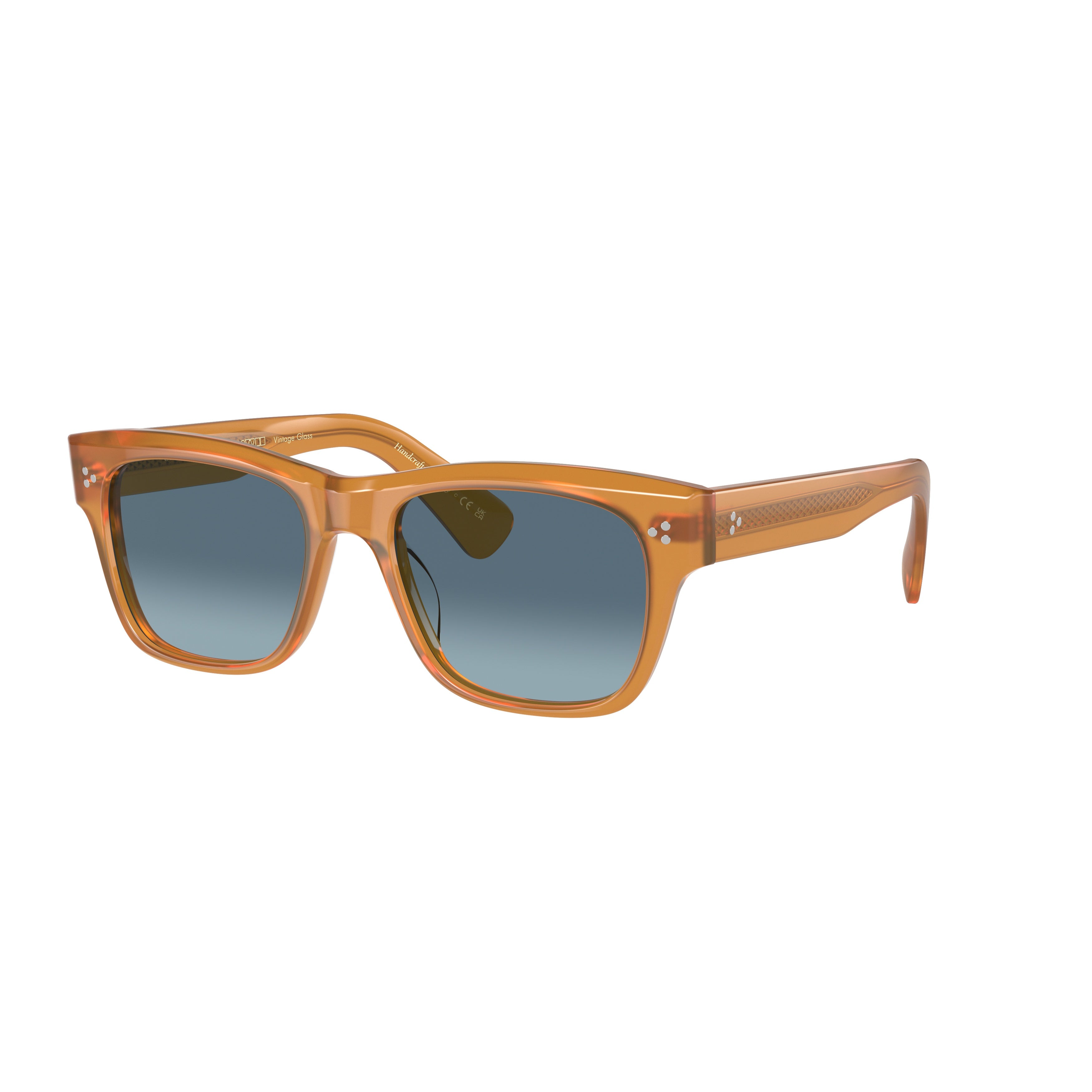 0ov5524su Translucent Amber Acetate Sunglasses with Gradient Blue Lenses