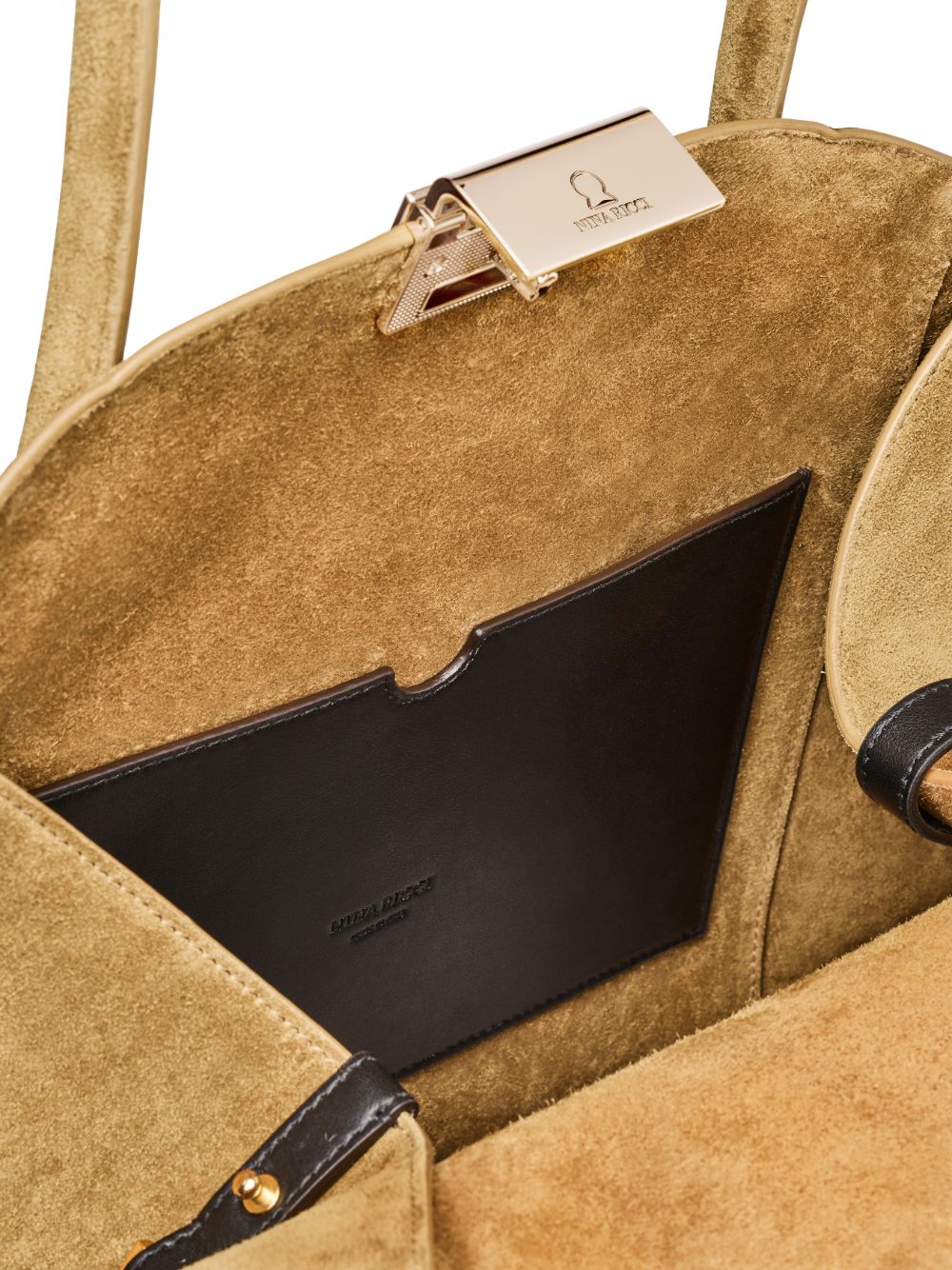 Elongated Oval Brown Silk and Nylon Handbag
