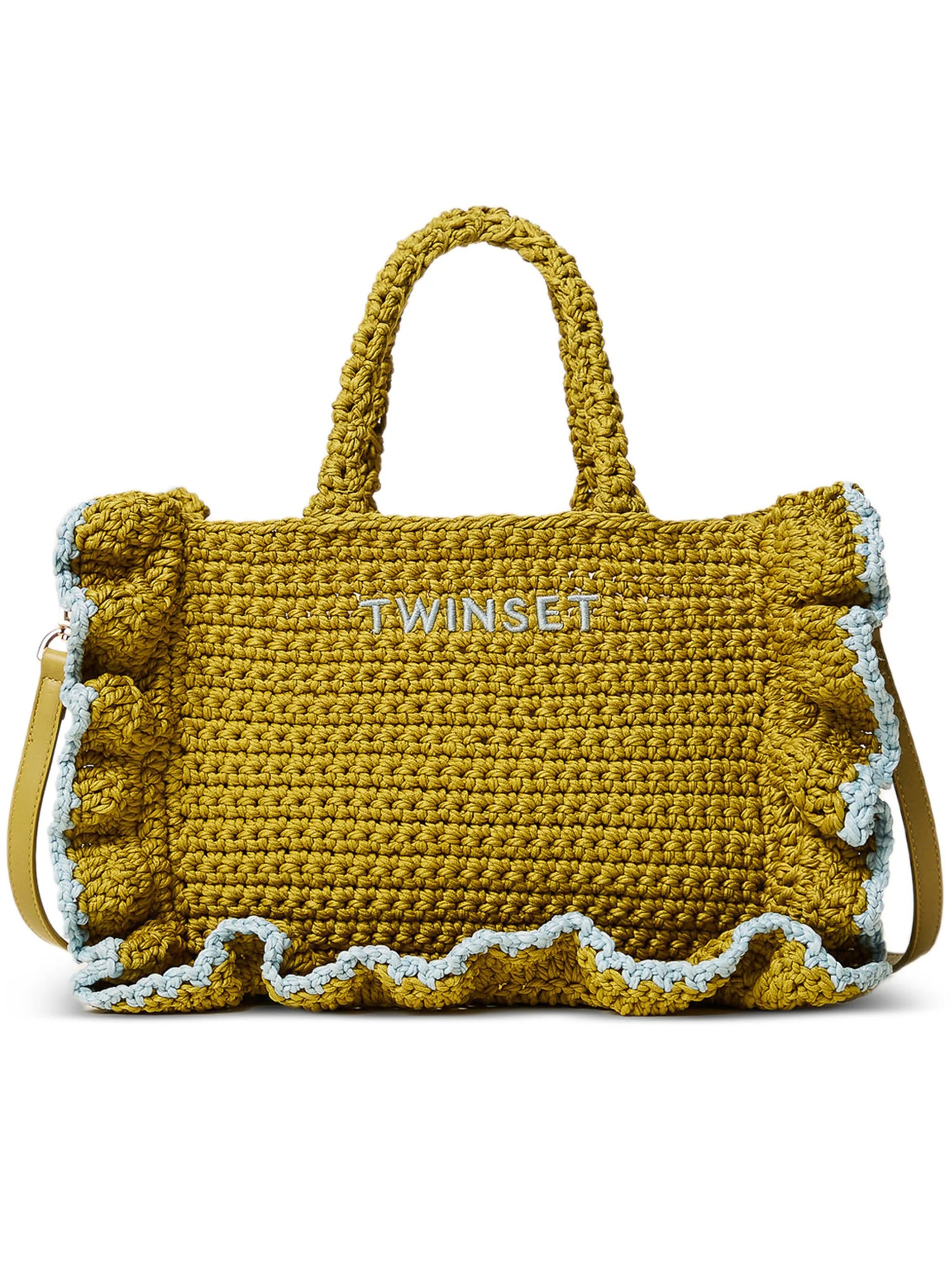 Mustard Yellow Rectangular Knit Handbag