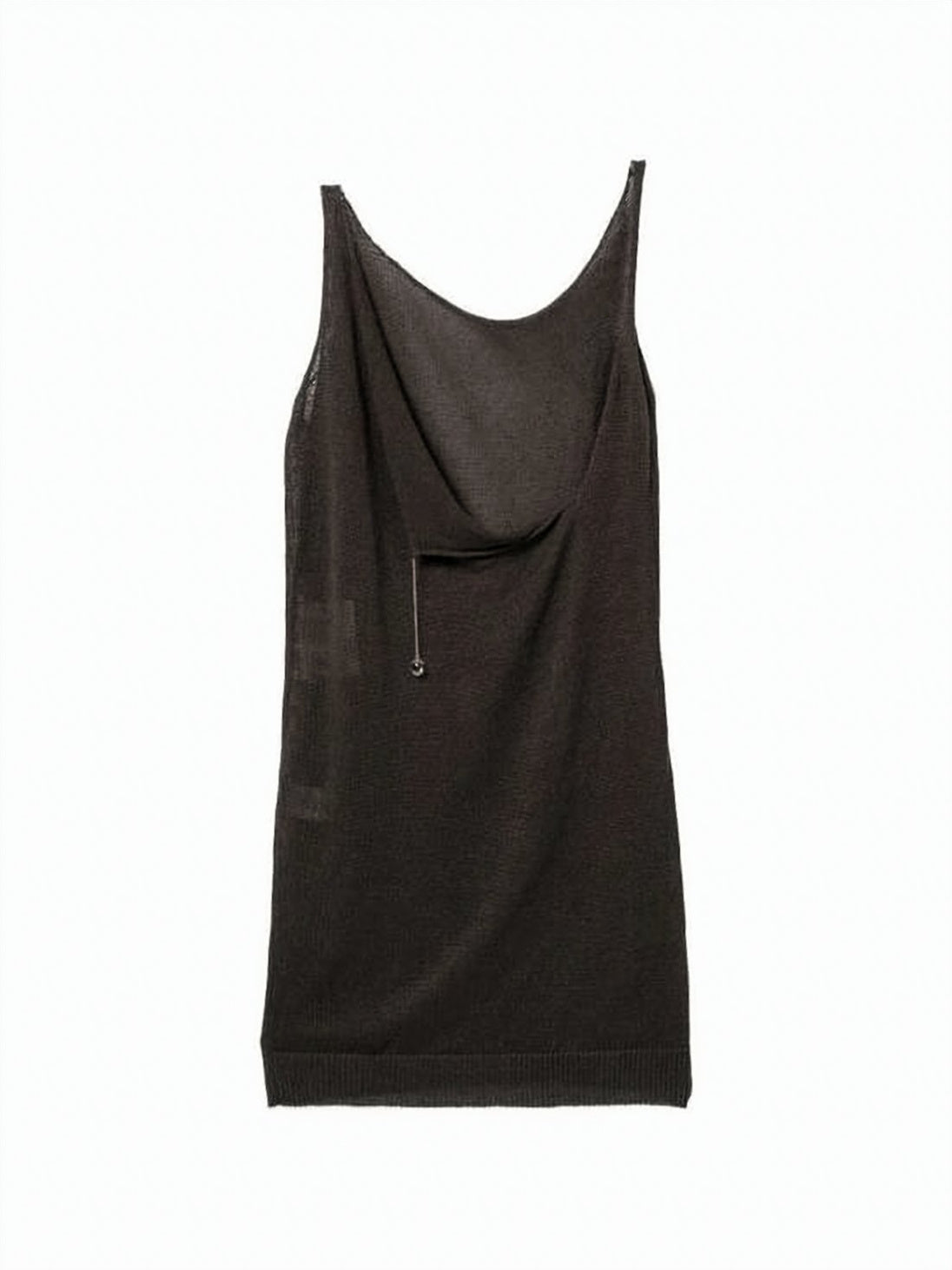 Asymmetrical Black Sleeveless Top with Draped Neckline