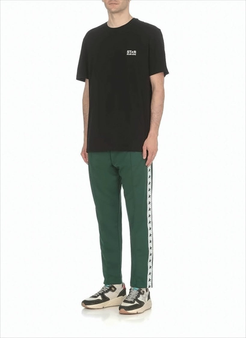 Tapered Green Joggers with Dark Green Star Motifs