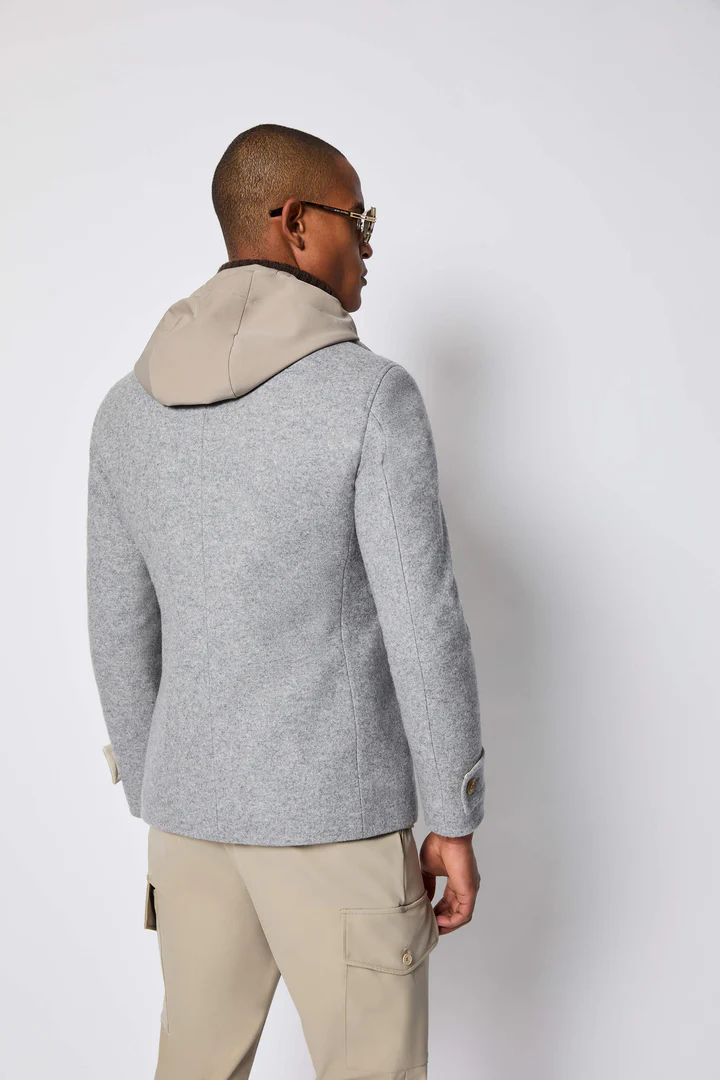 Light Grey Peacoat With Hood