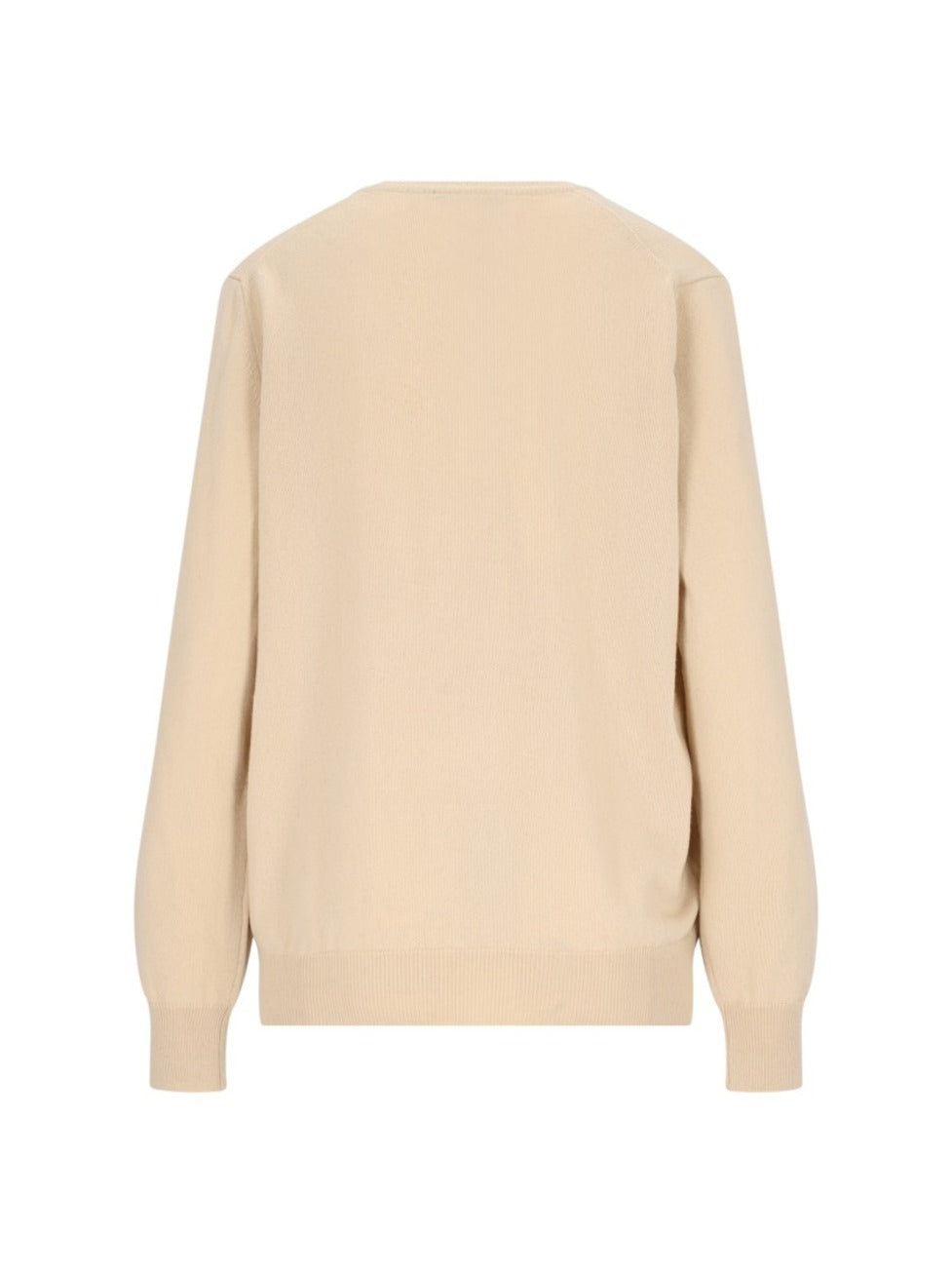 V-Neck Sweater In Beige Cashmere