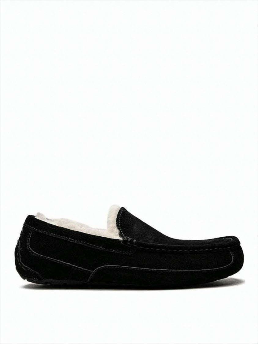 Moccasin-Style Suede Slip-On Loafers with Fluffy Lining