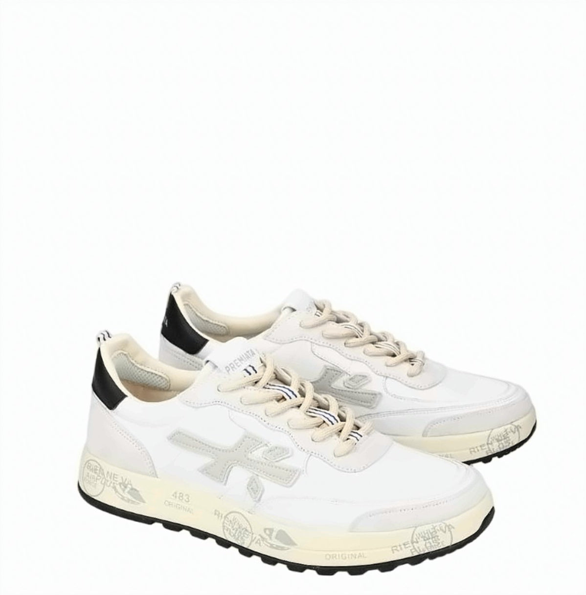 White Beige Vintage Effect Sneakers