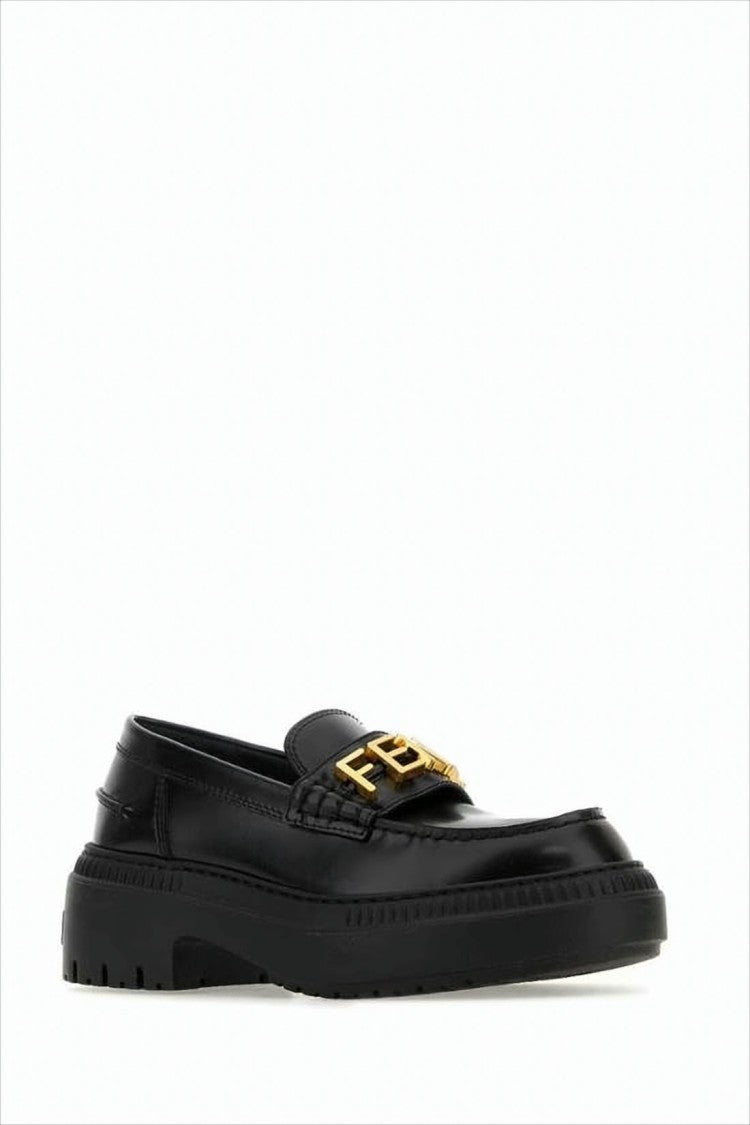 Rubber-Soled Black Calf Leather Loafers