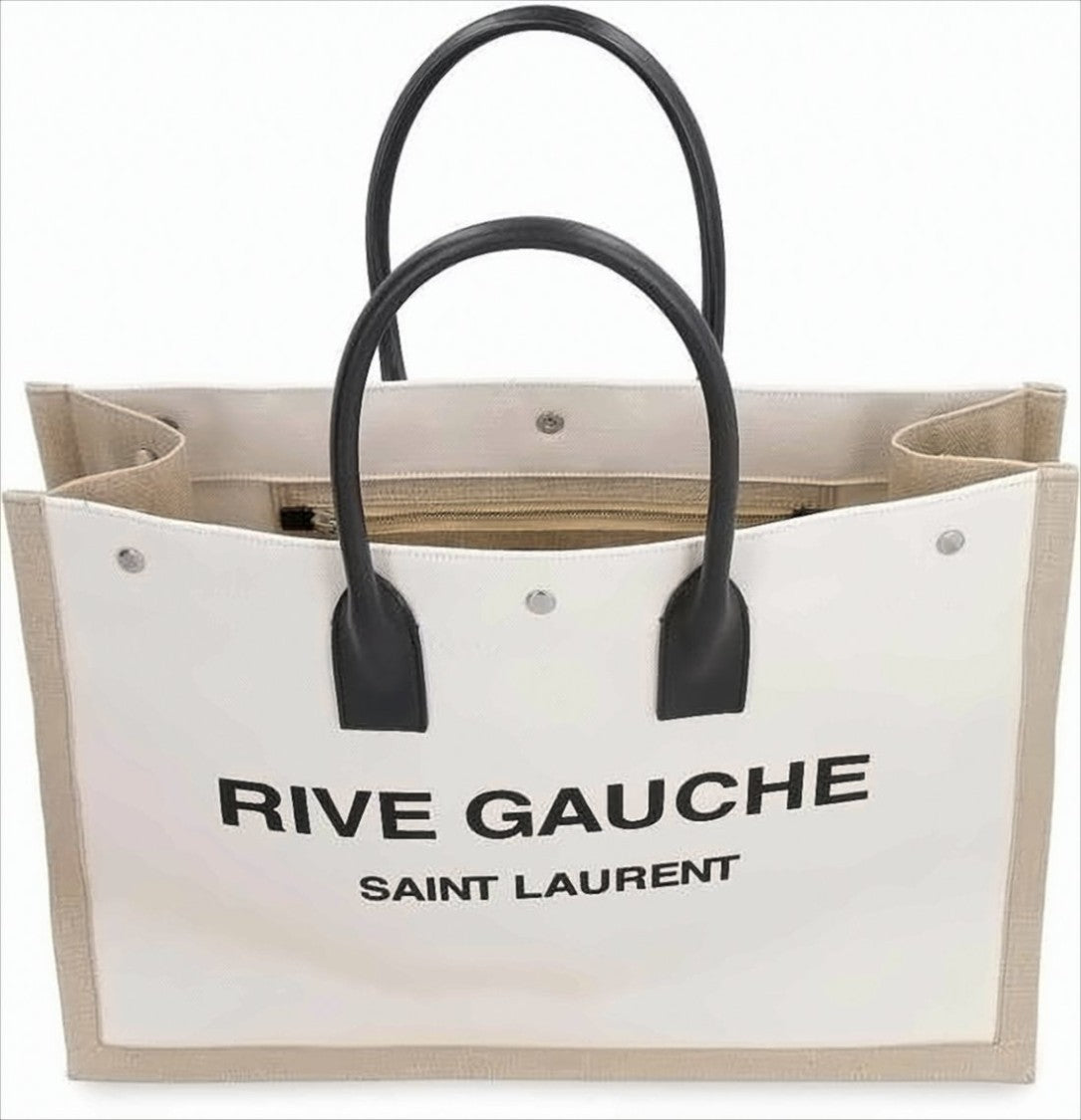 Spacious Rectangle Tote Bag with Leather Handles