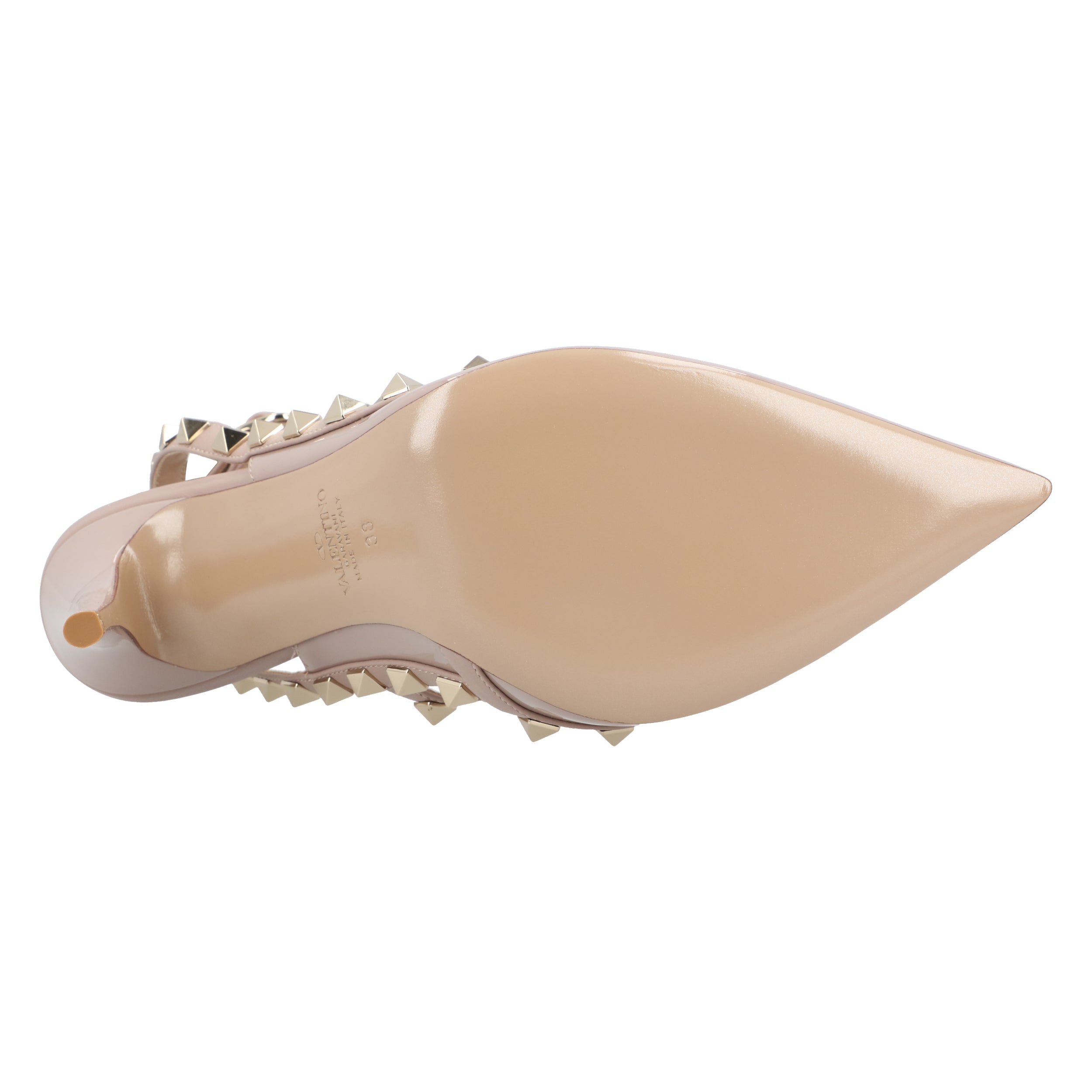 Patent Rockstud Caged Pump Beige