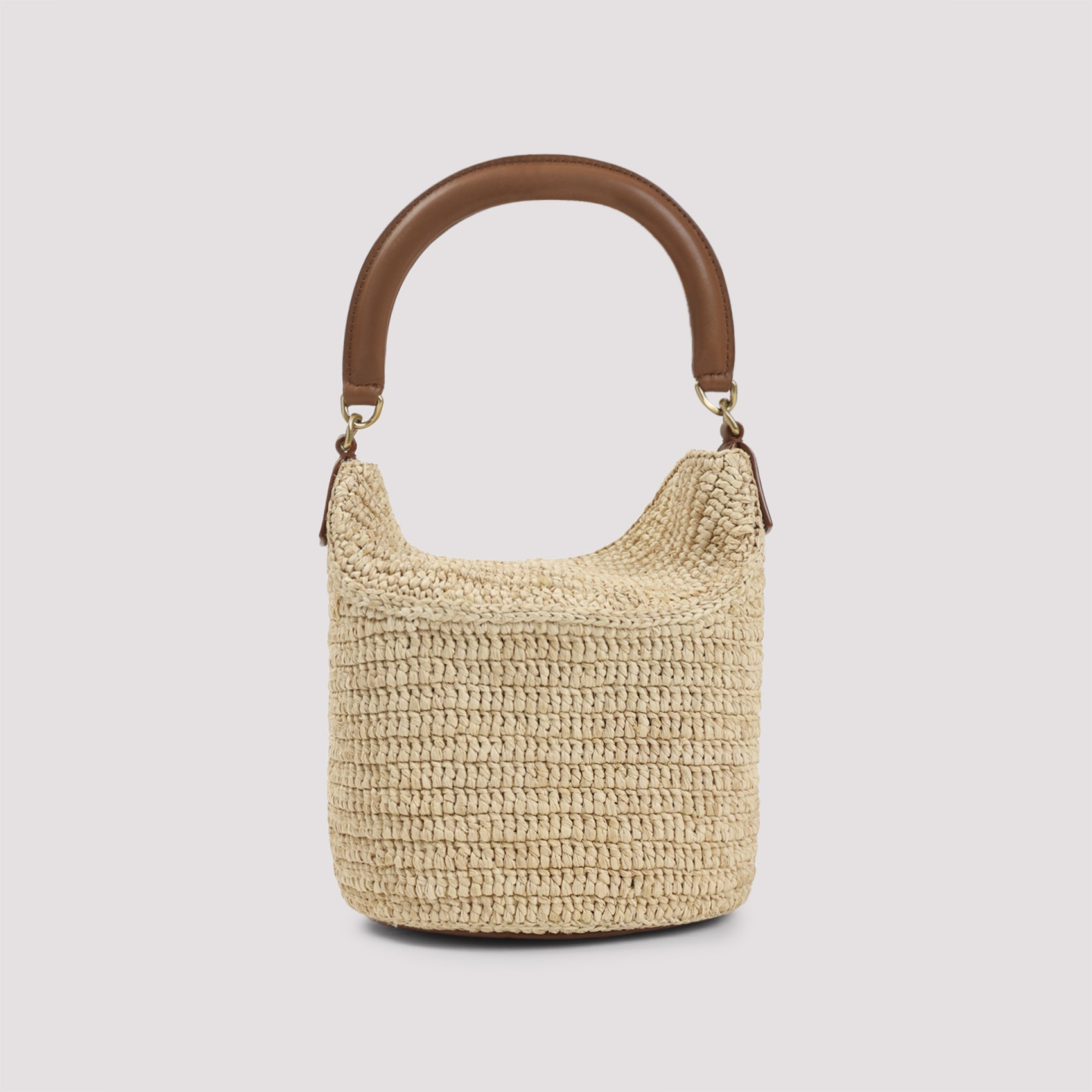 Structured Raffia And Leather Shoulder Bag