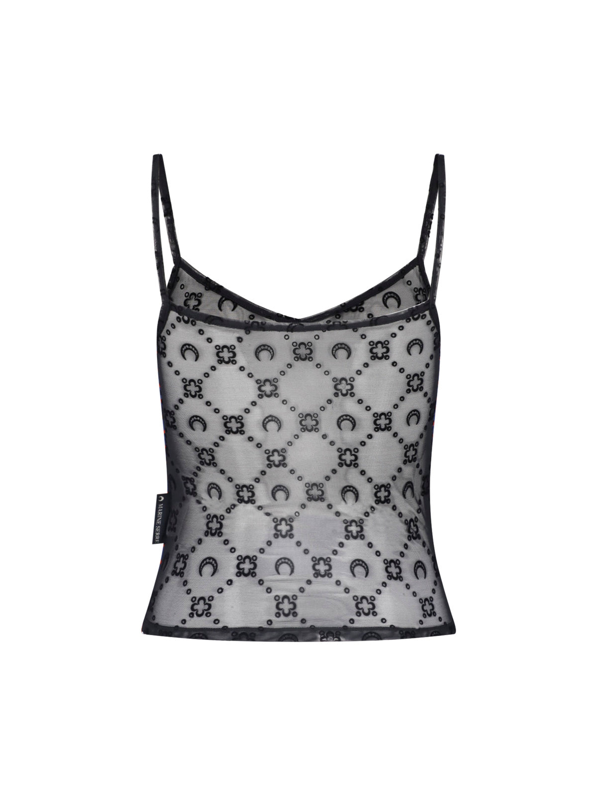 Black Sleeveless Sheer Crescent Moon Top