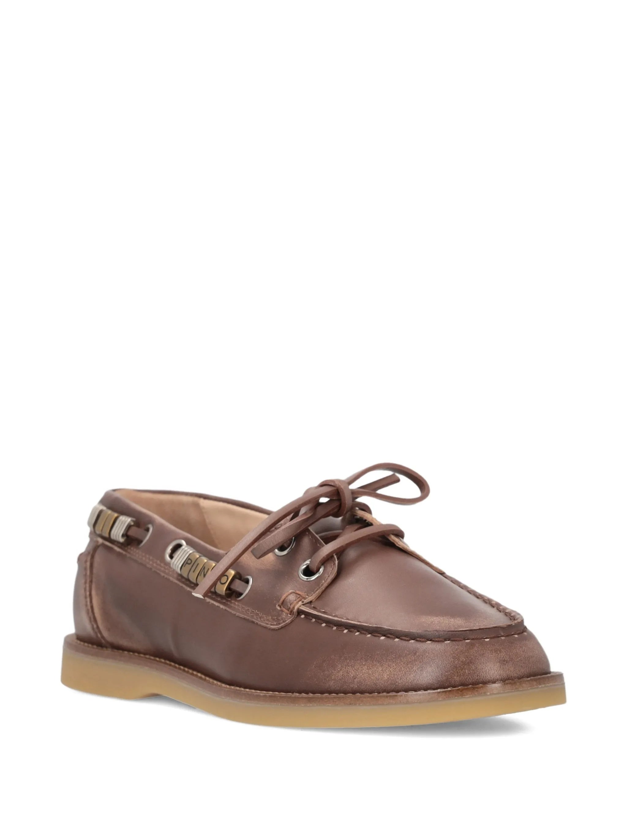 Brown Grace 01 Metallic Leather Loafers