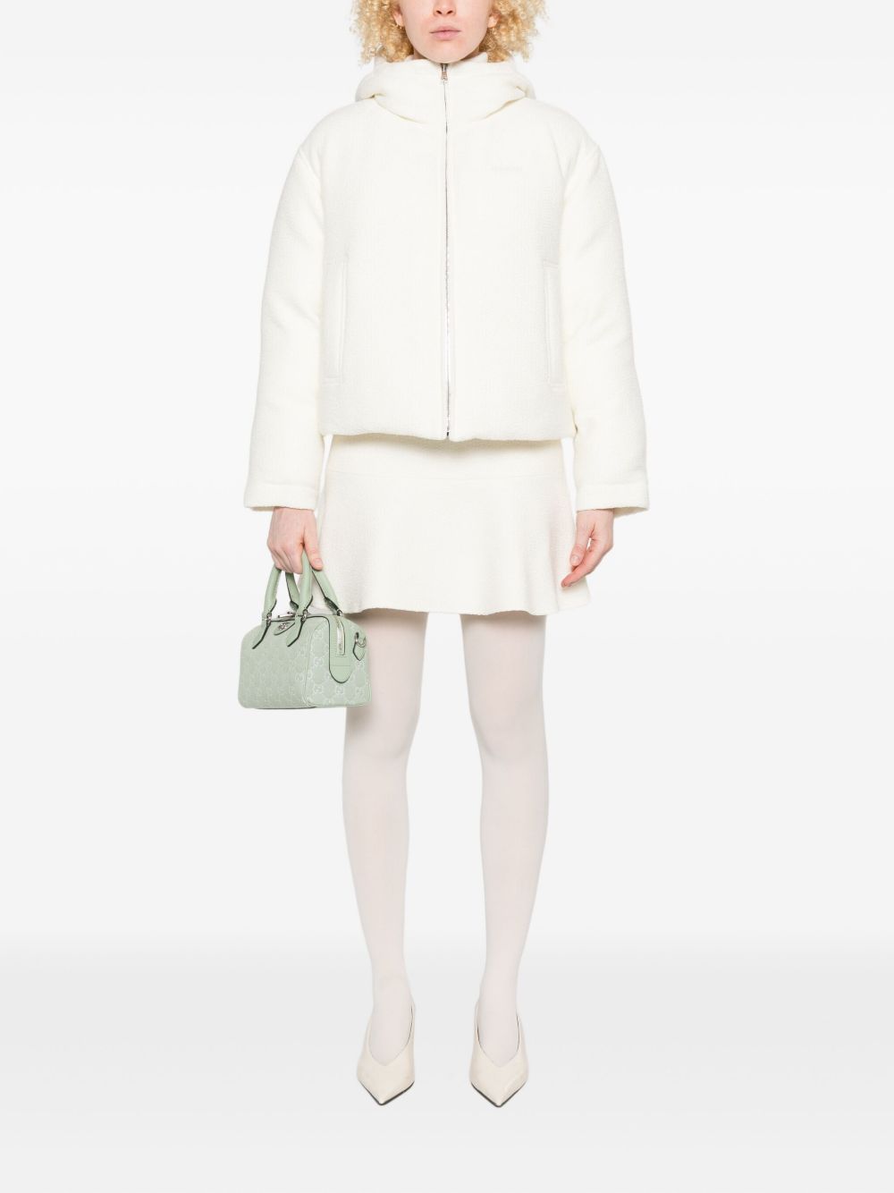 Cropped White Hooded Coat