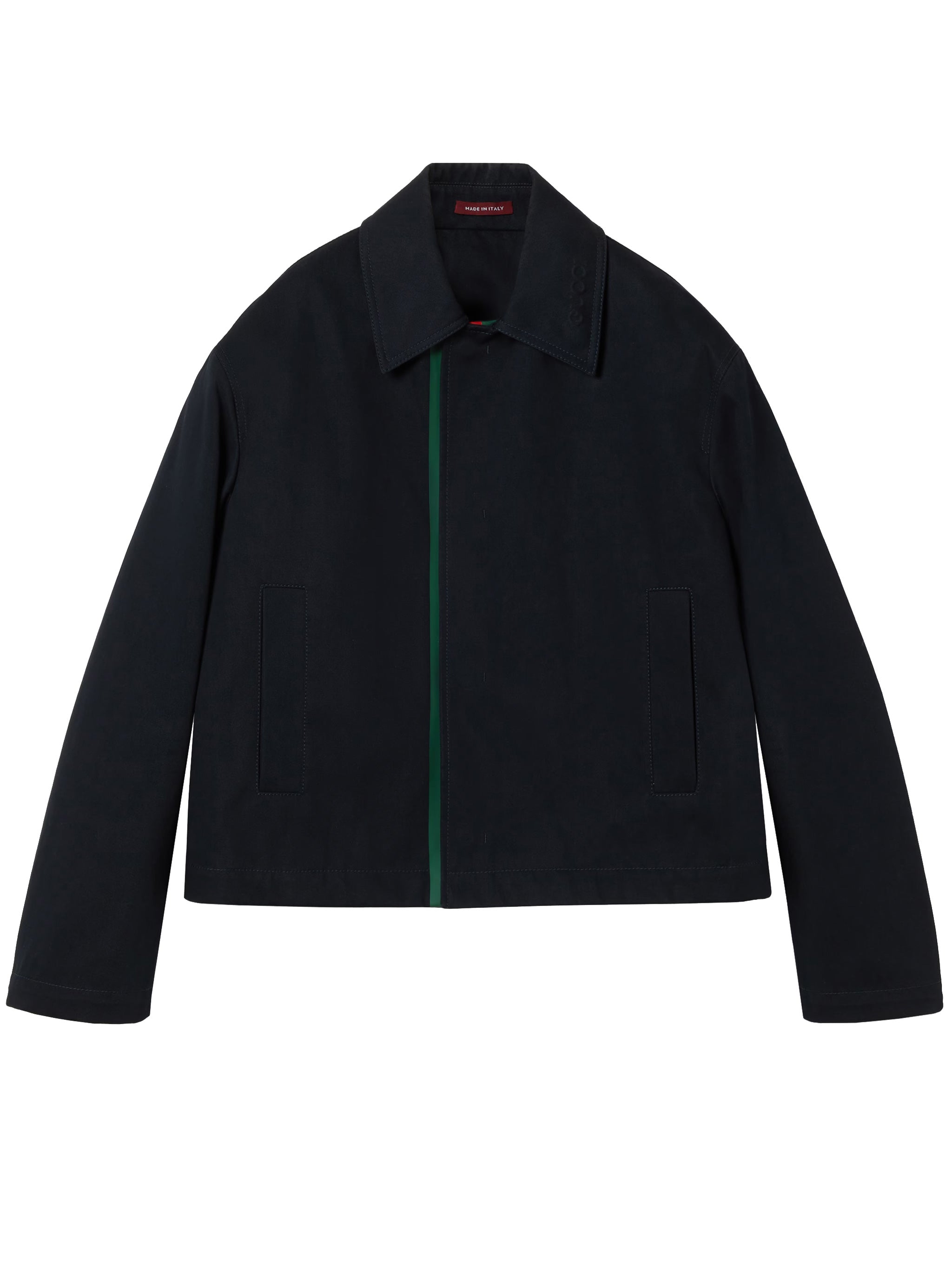 Black Cropped Blouson Striped Casual Jacket