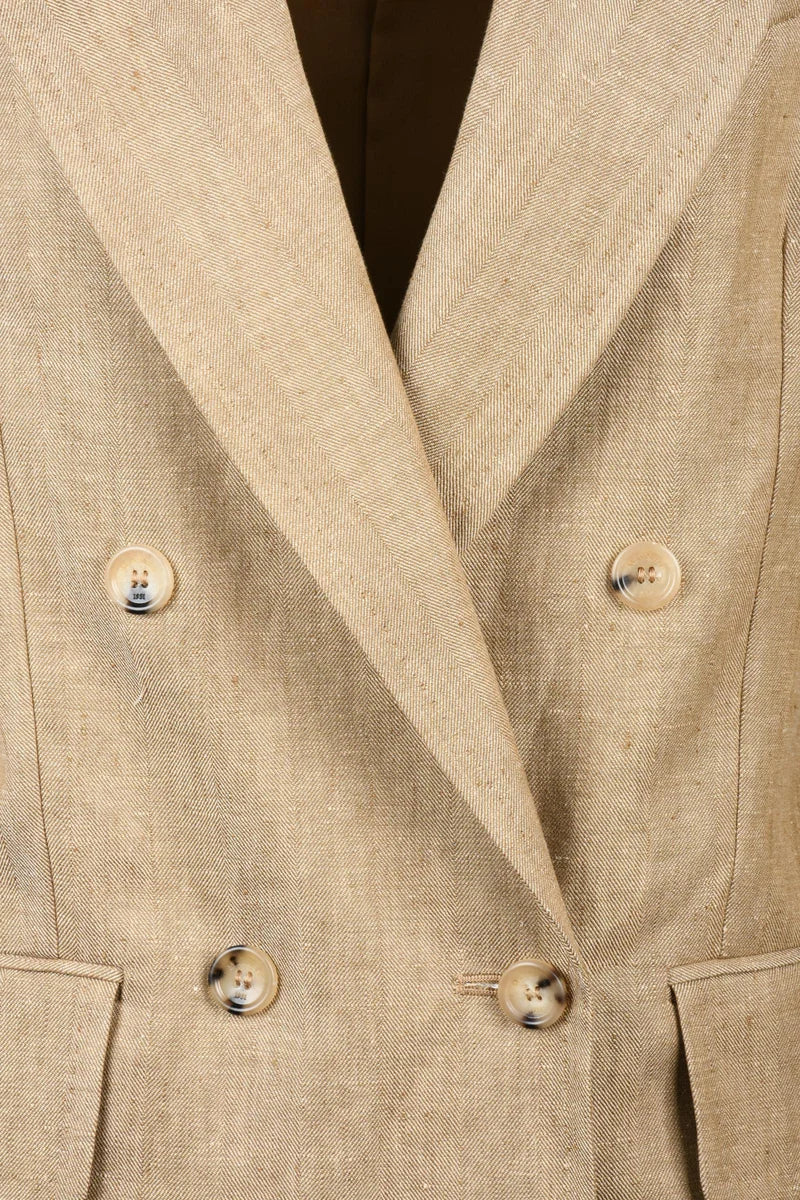 Long Gerla Double-breasted Jacket - Beige