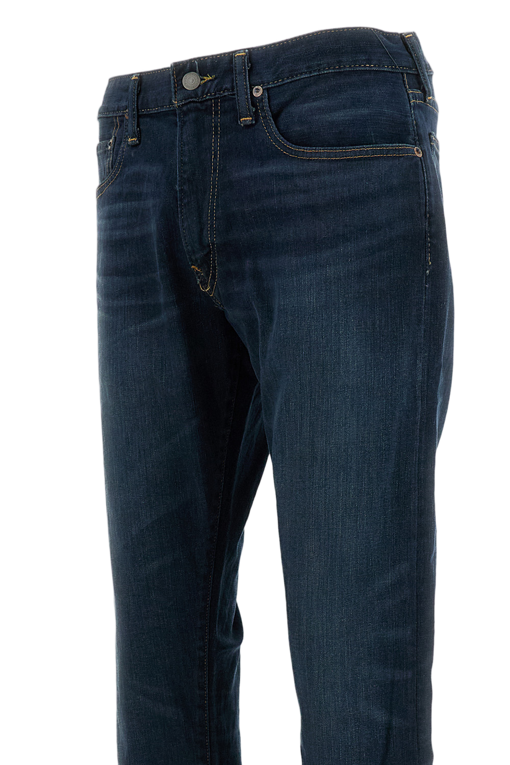 Straight-Leg Classic Blue Denim Jeans with Five-Pocket Styling
