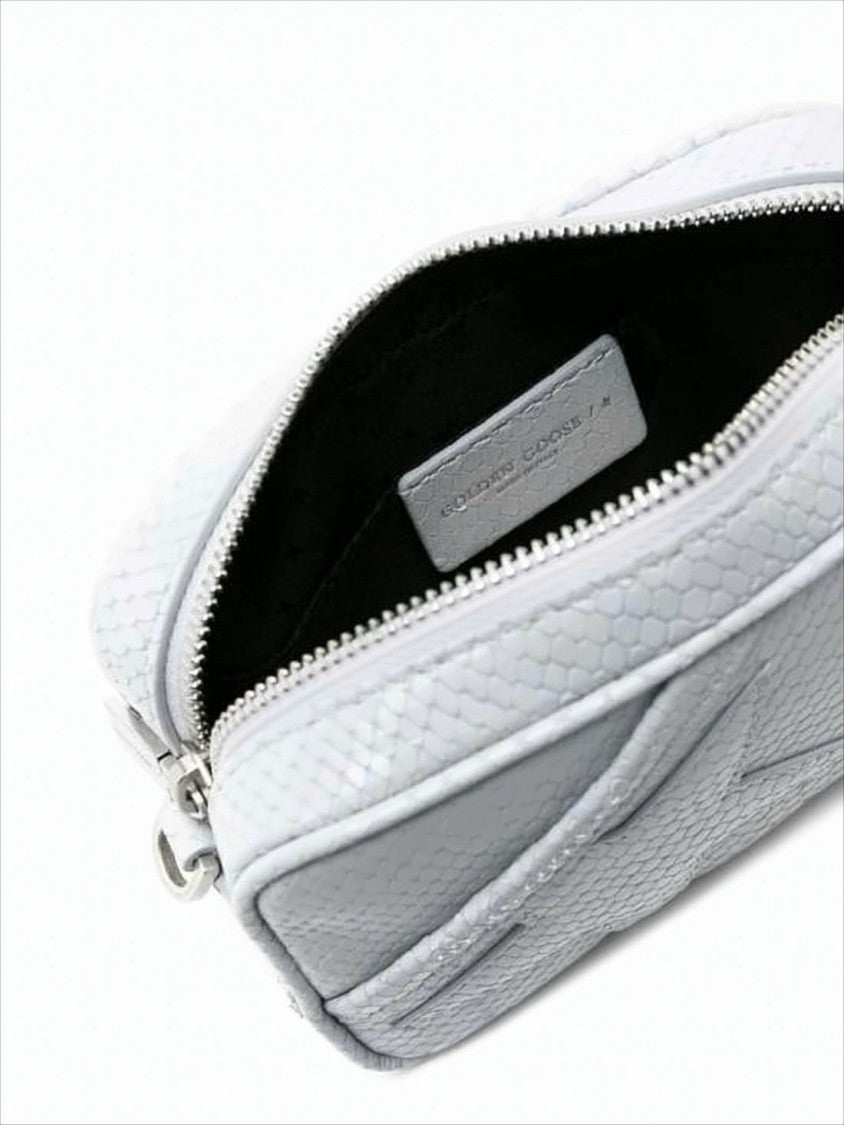 Textured Leather Shoulder Bag with Snakeskin Detail