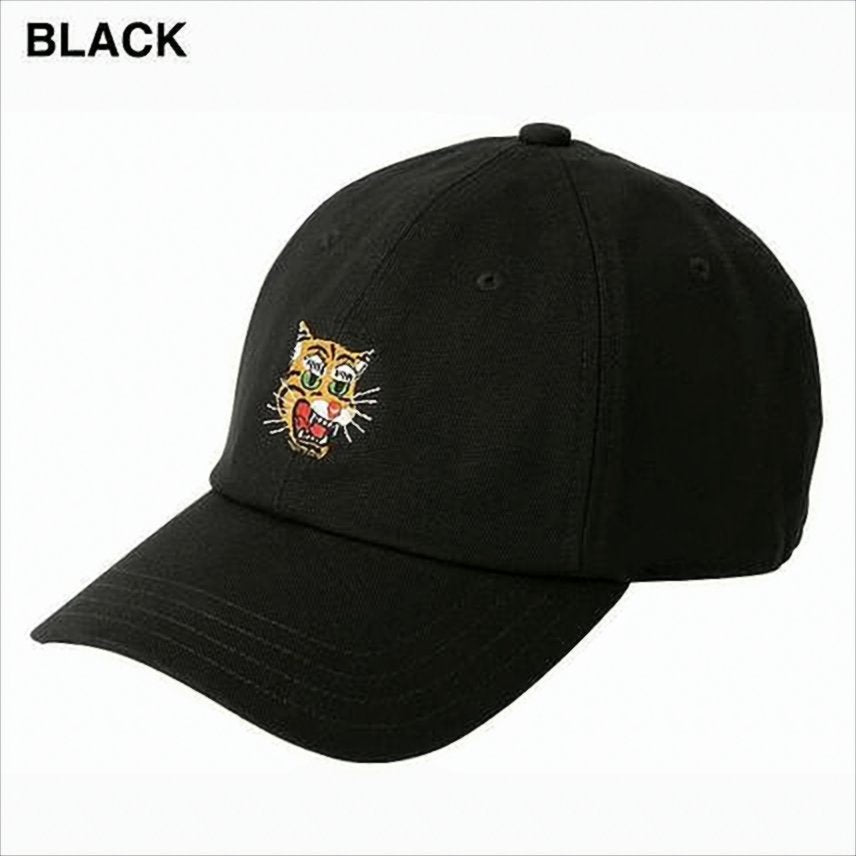 Embroidered Tiger Face Black Baseball Cap