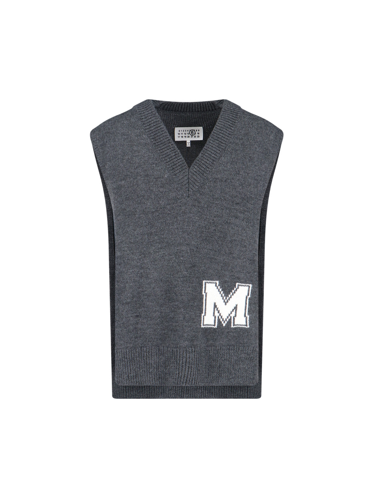 V-Neck Knit Sweater in Grey Virgin Wool Blend