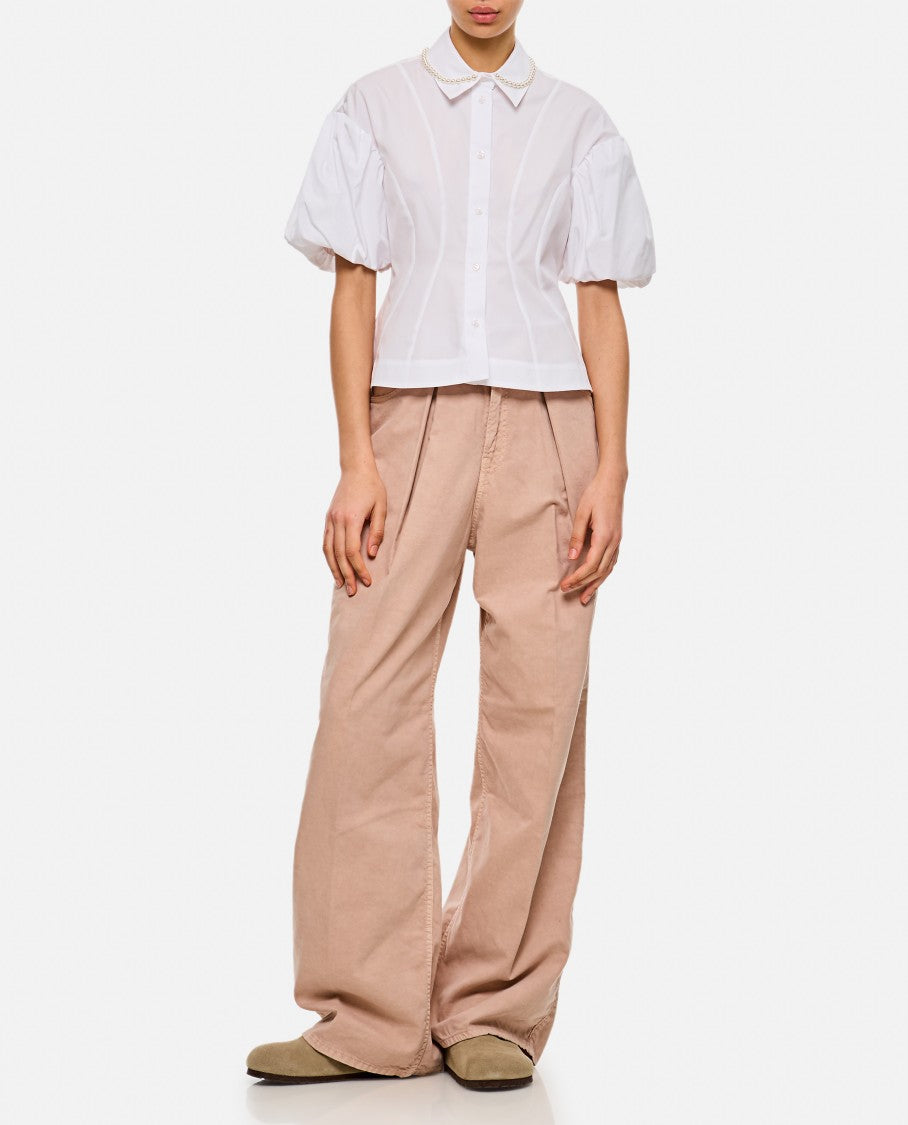 Wide High-Waisted Jeans With Relaxed Fit And Pleat Details