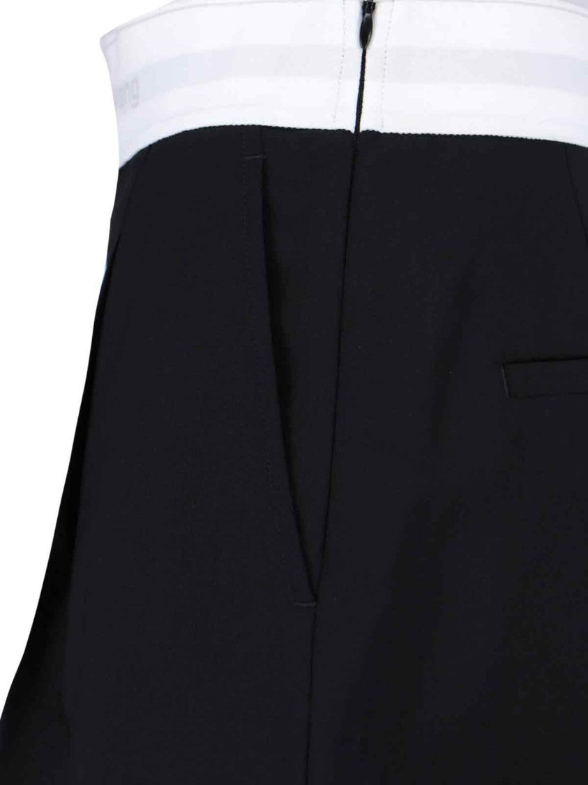 High-Waisted Black Wool Shorts With Elastic Waist