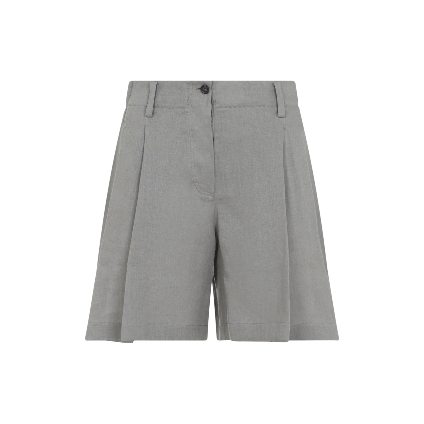 Tailored Linen Bermudas With High Waist