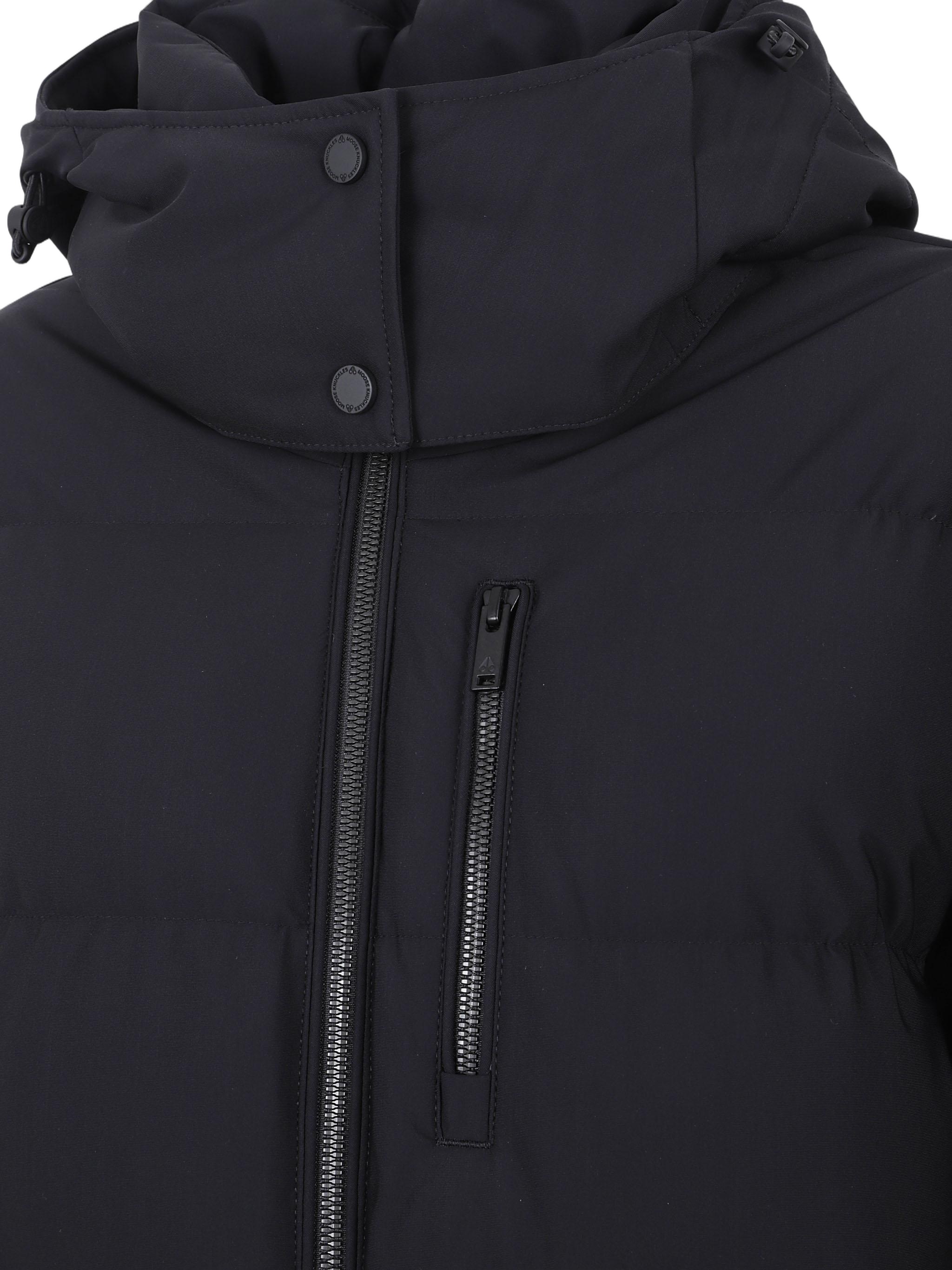 Black Padded Parka With High Collar
