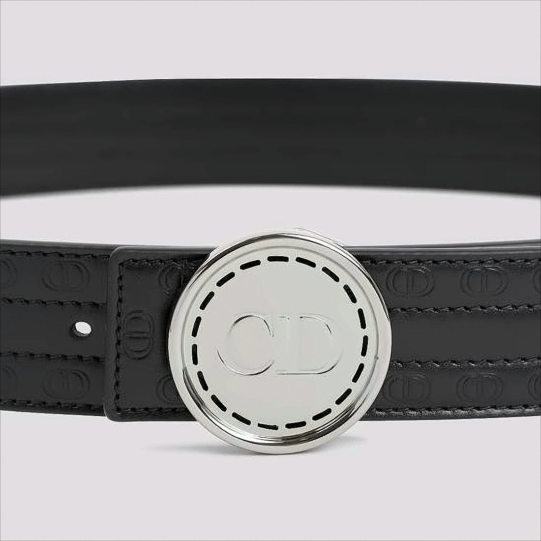 Leather Belt with Engraved Silver Buckle