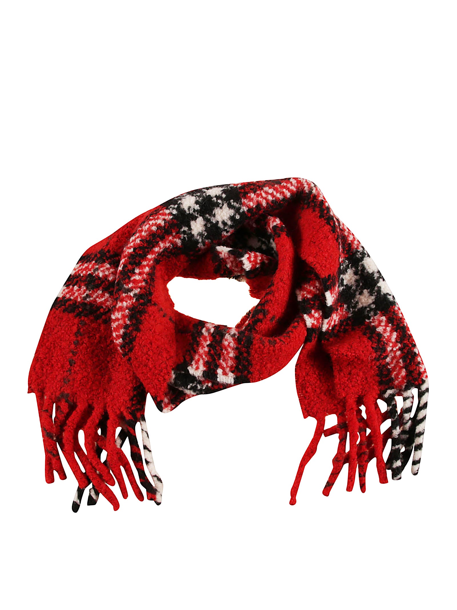 Red Plaid Alpaca Wool Scarf