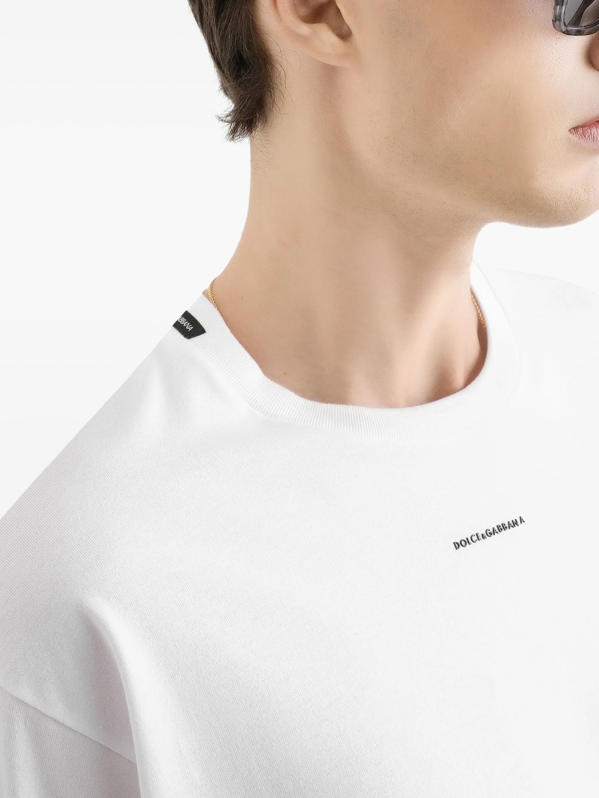 White Relaxed Fit Cotton Logo T-Shirt