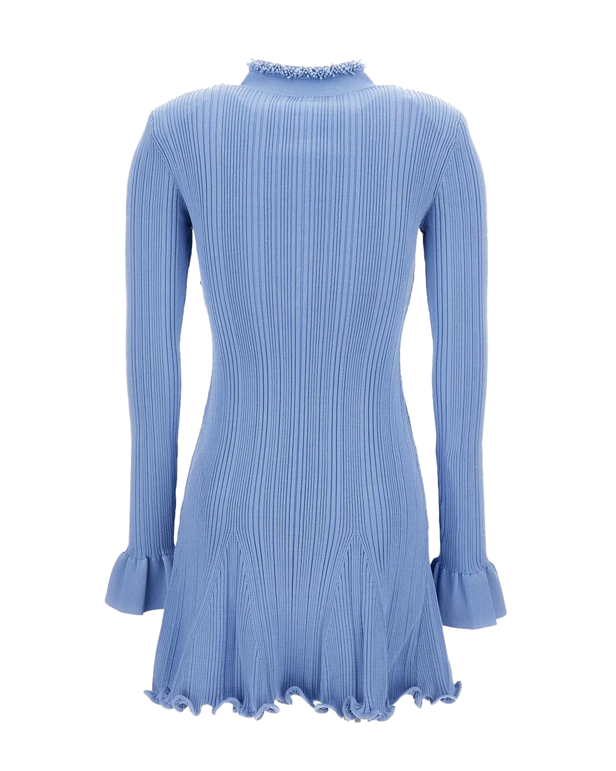 Mini Dress with Pearl Embellishments and Flared Sleeves