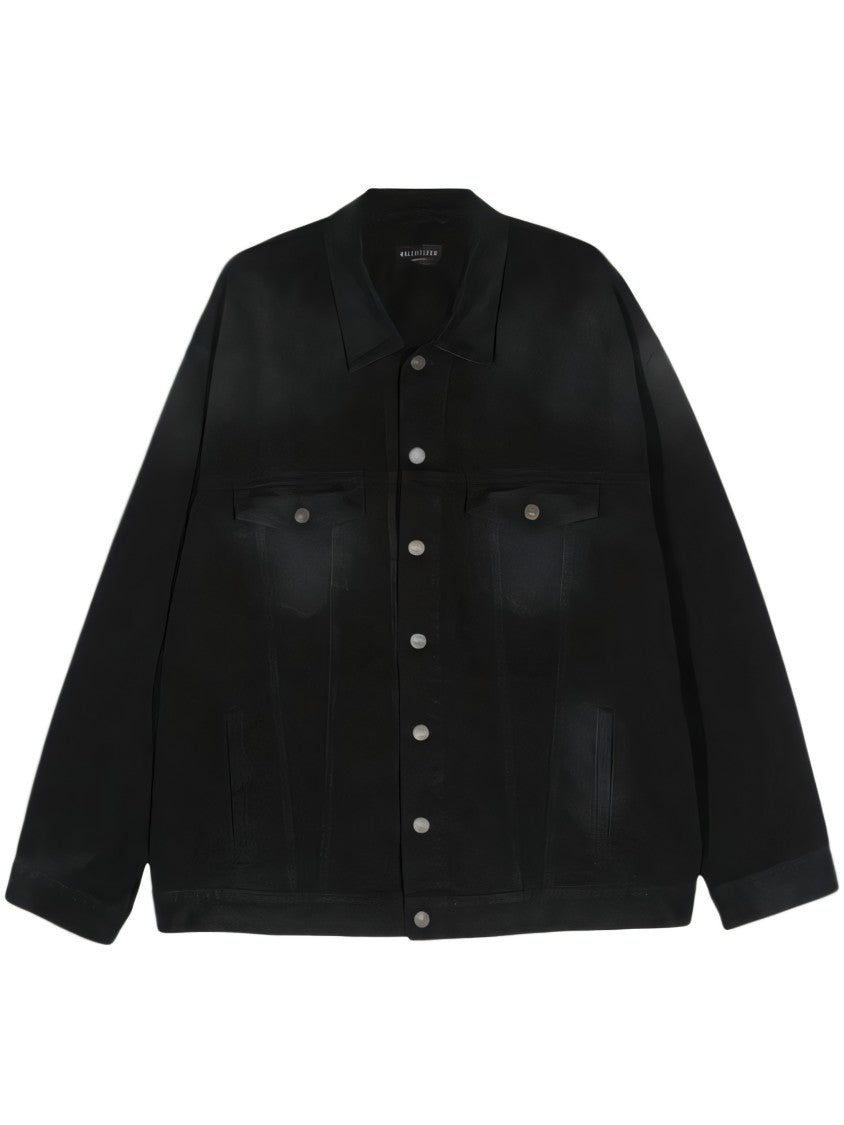 Relaxed Fit Denim Jacket with Bold Graphic Logo