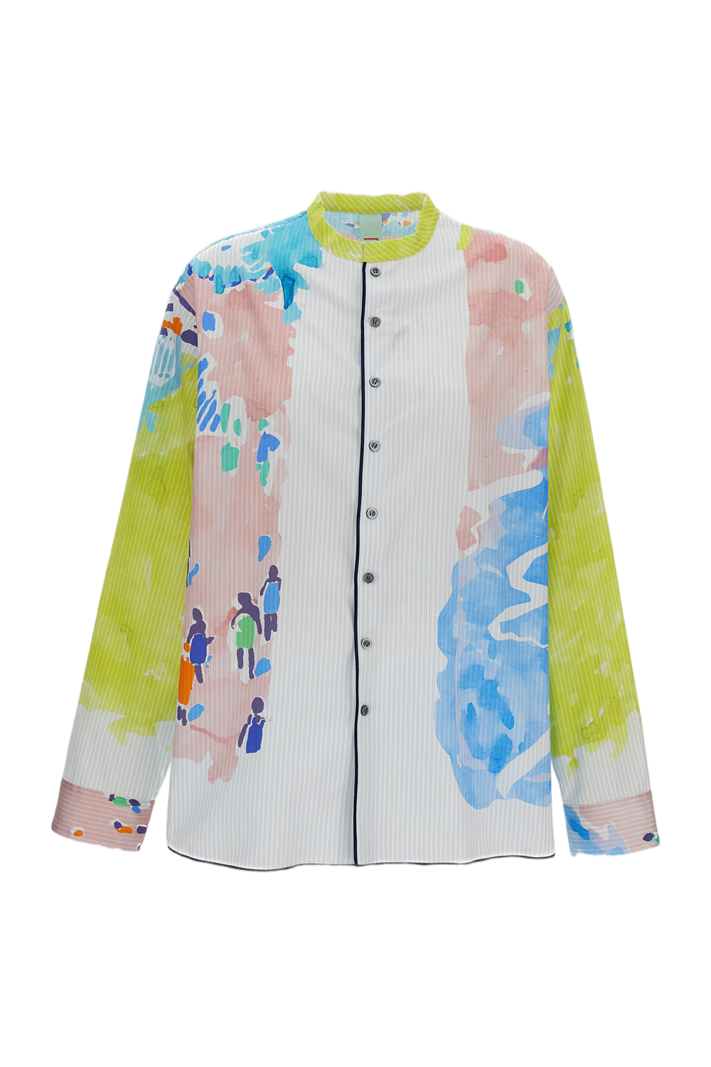 Watercolor-Printed Oversized Shirt
