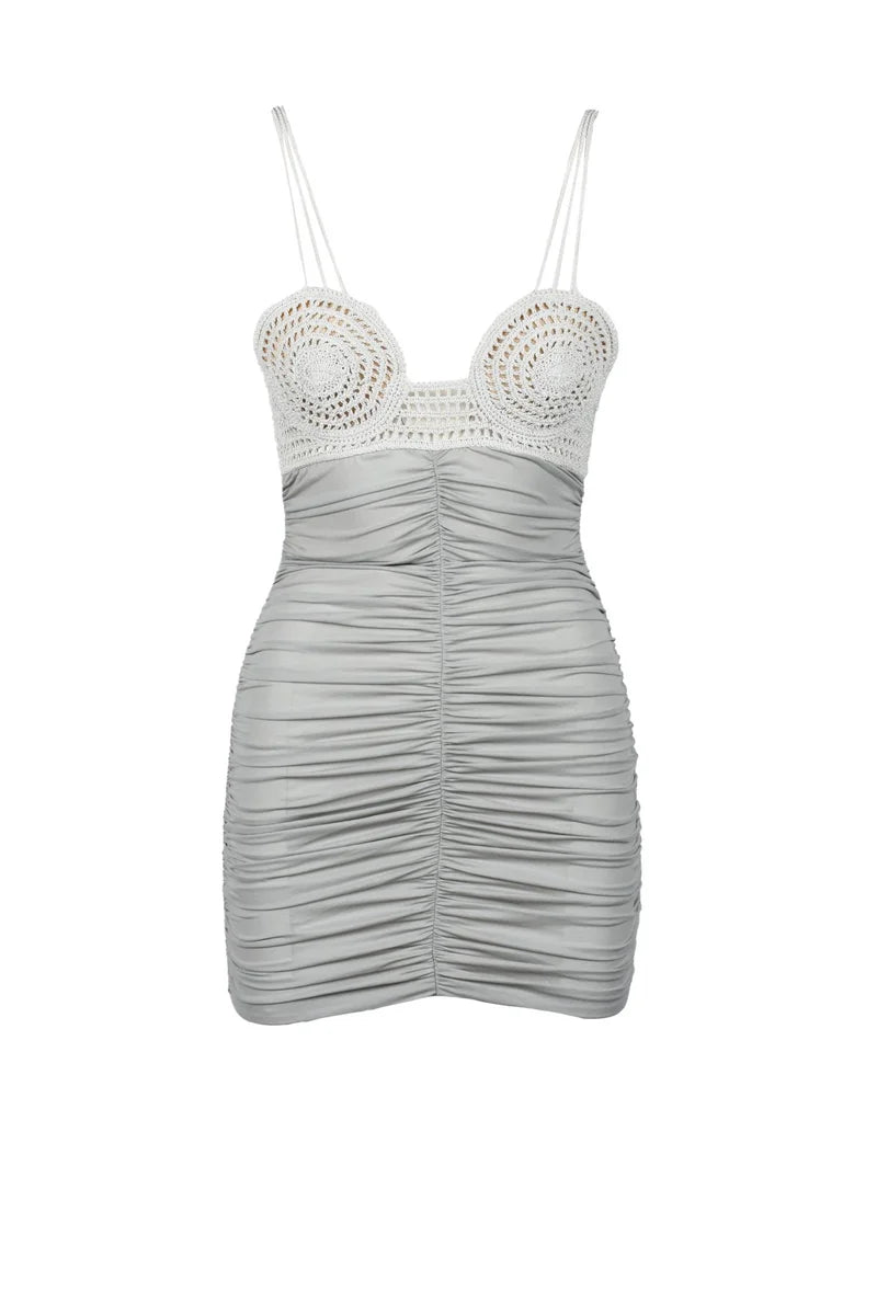 Women's Lycra Stretch Dress - Grey/Beige
