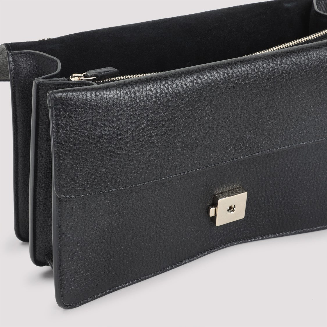 Structured Grained Leather Shoulder Bag