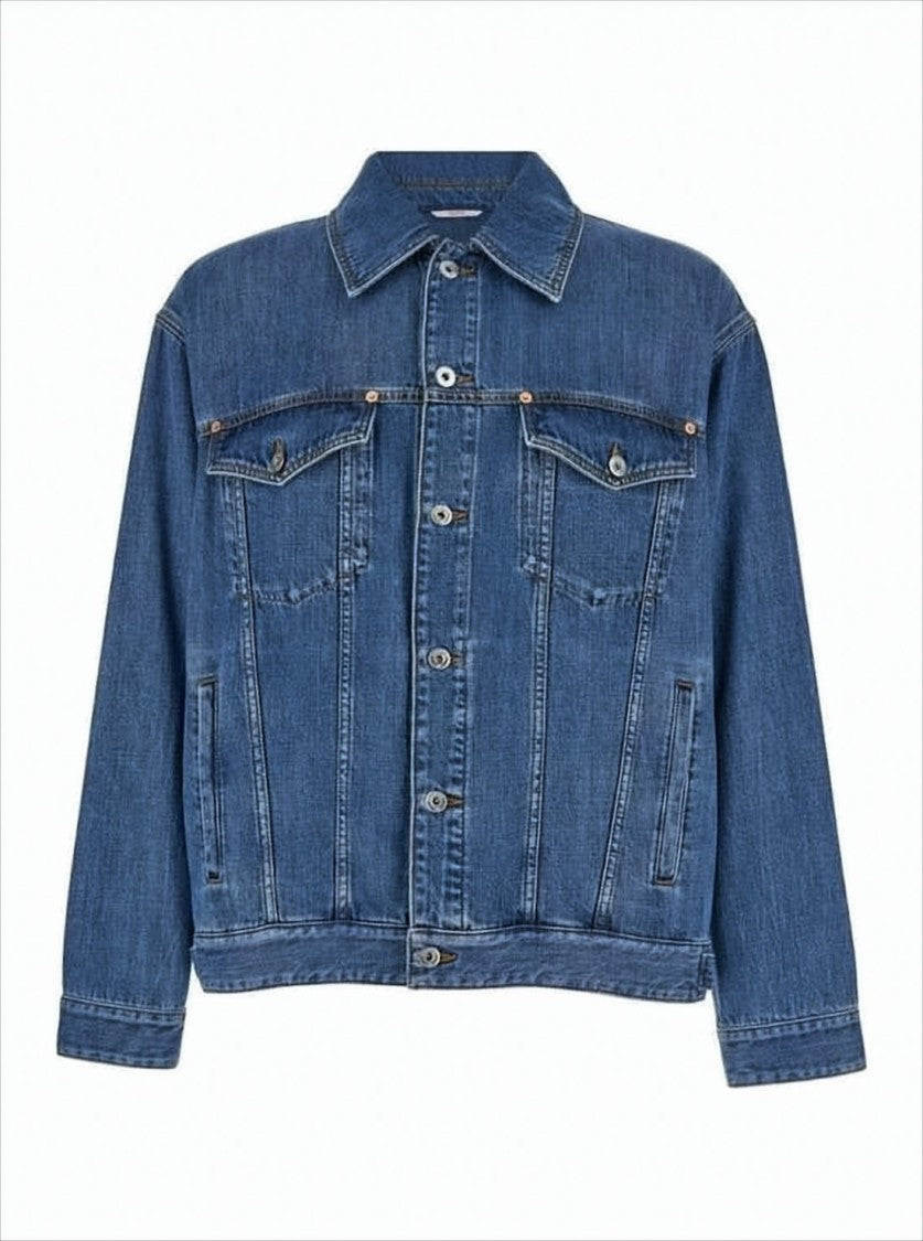 Classic Denim Jacket with Button-Up Front and Flap Pockets
