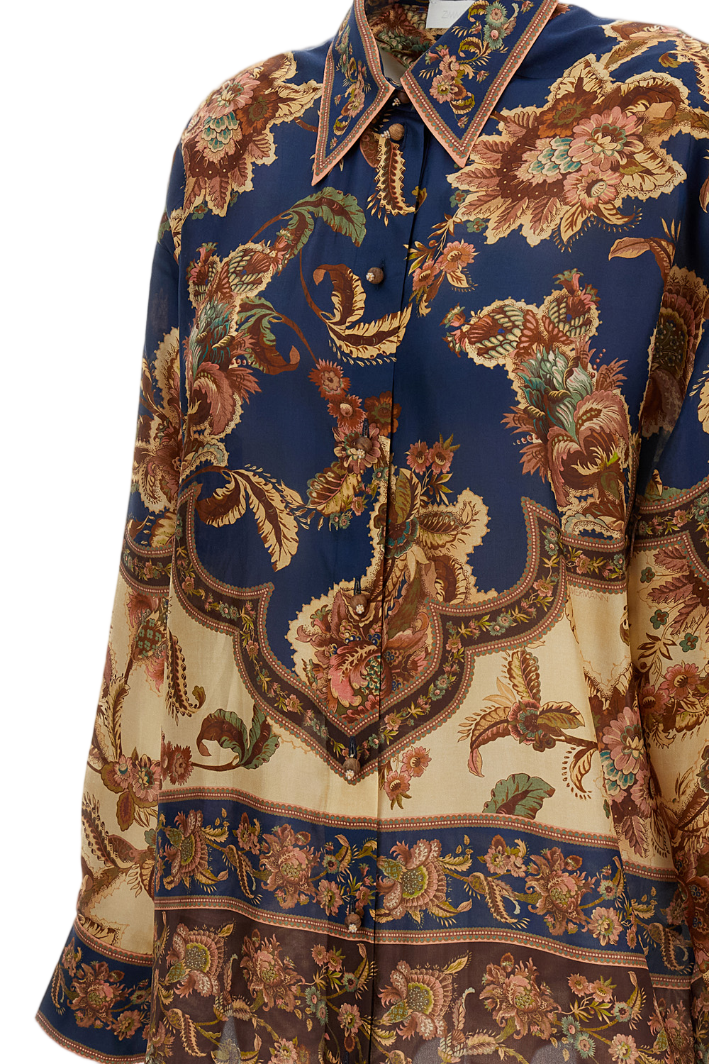Navy Aster Relaxed Silk Shirt