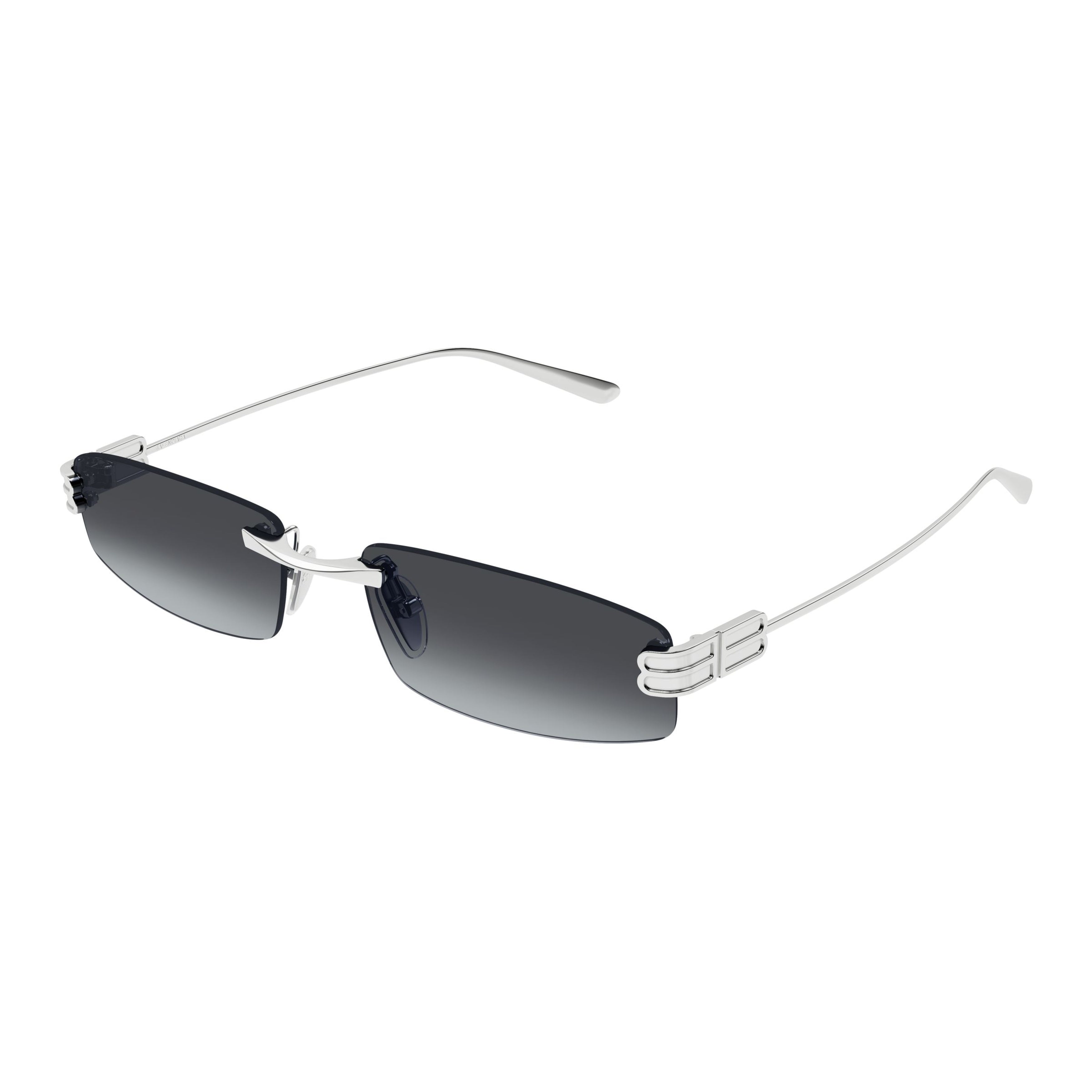 Rectangular Gradient Lens Rimless Sunglasses With Triple-Bar Detail