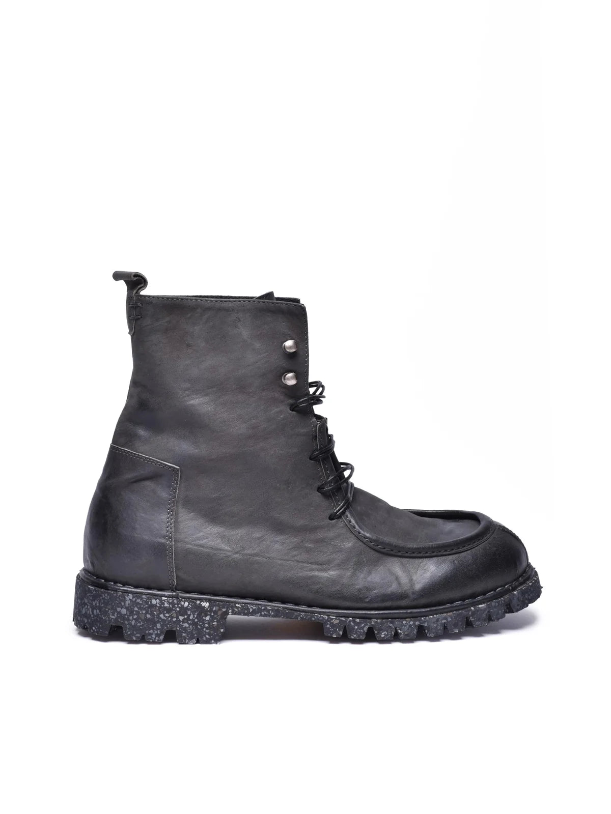 Grey Leather Rubber Men's Leather Boot