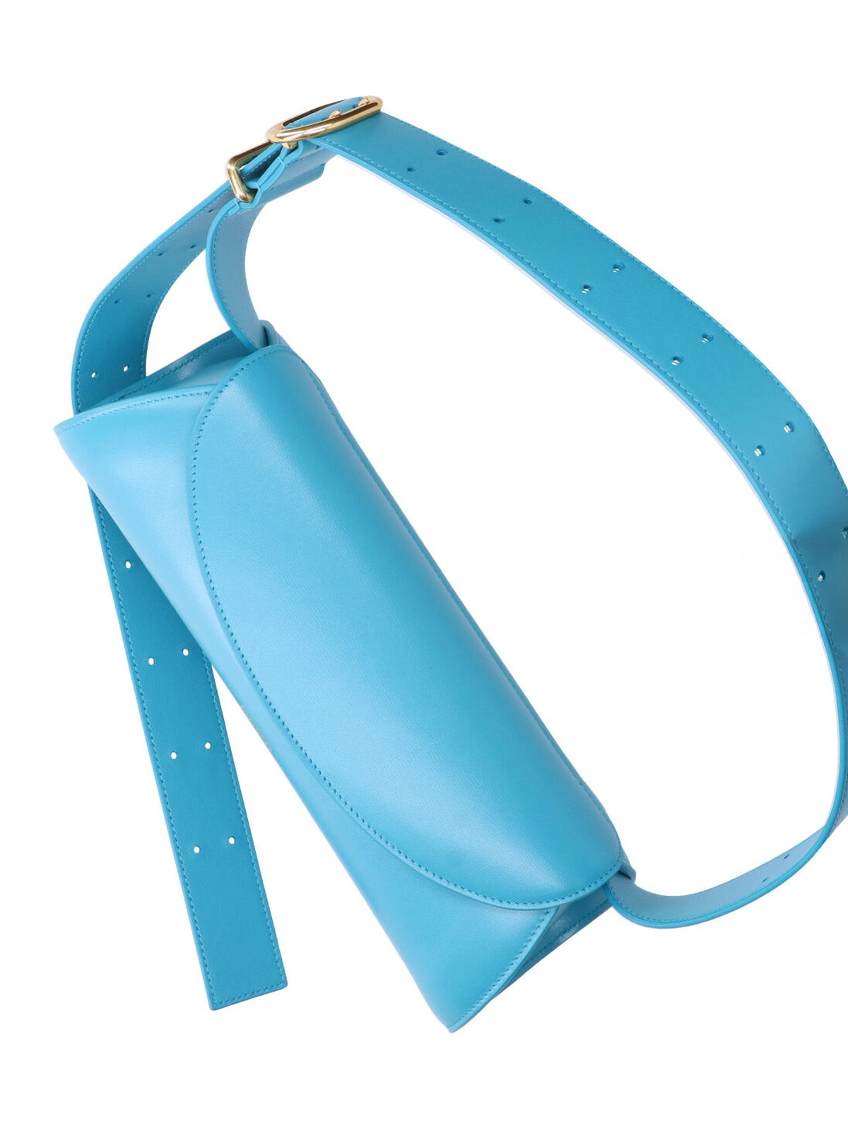 Blue Cannolo Cylindrical Calfskin Shoulder Bag