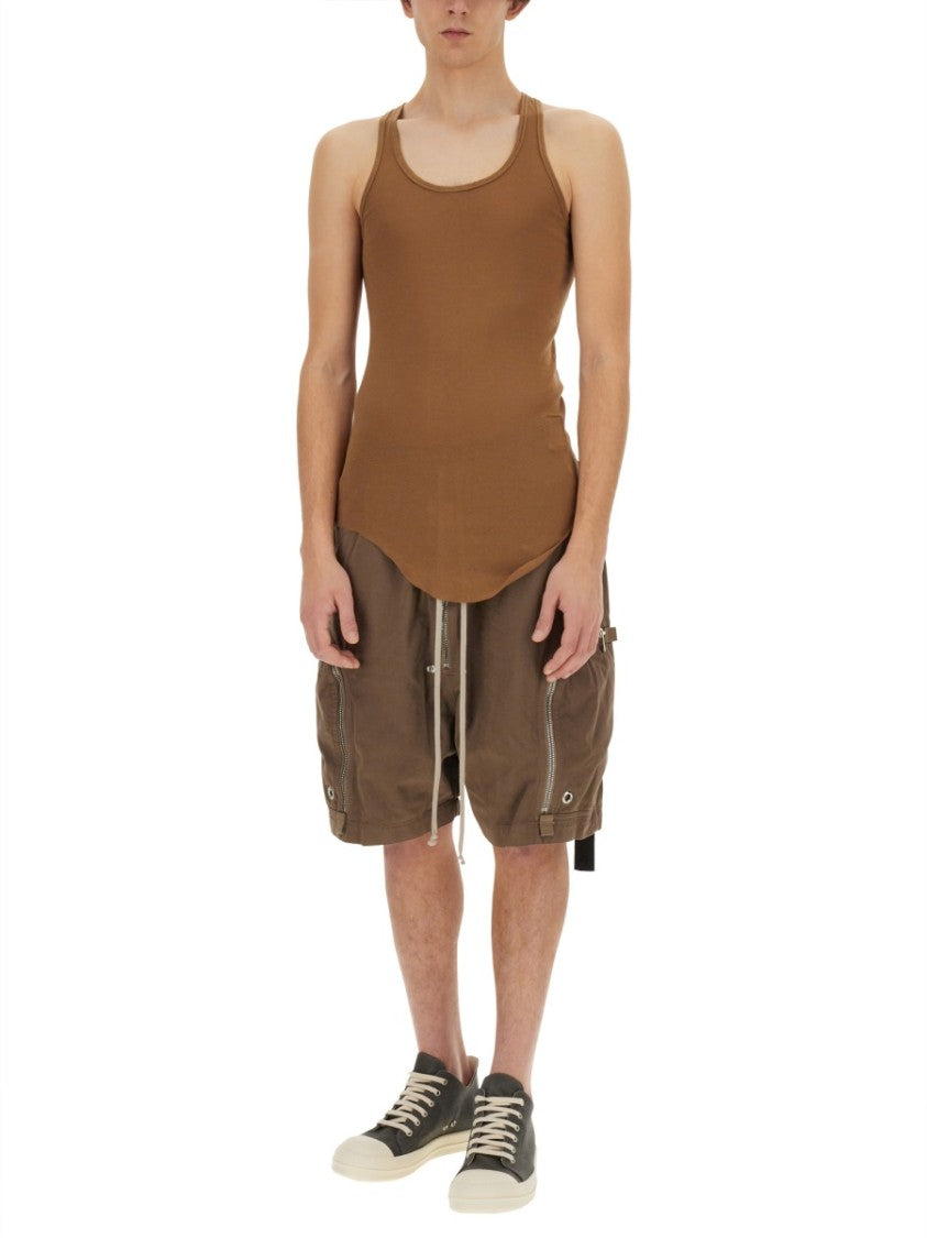Slim-Fit Brown Cotton Tank Top