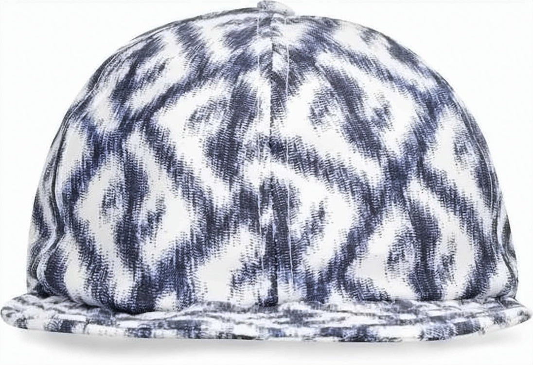 Silk Cap with Rounded Crown and Abstract Pattern