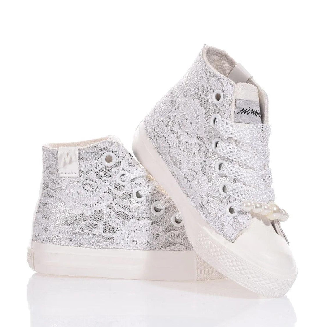 High-Top Sneakers With Silver Sequined Design