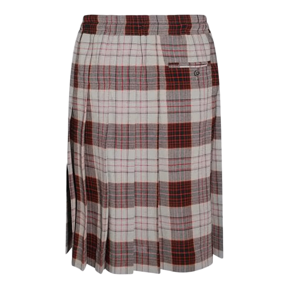 Plaid Midi Skirt with Pleated Detailing
