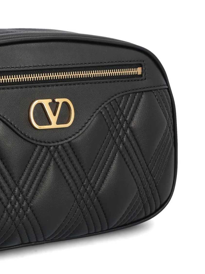 Quilted Lambskin Shoulder Bag with Gold-tone Accents
