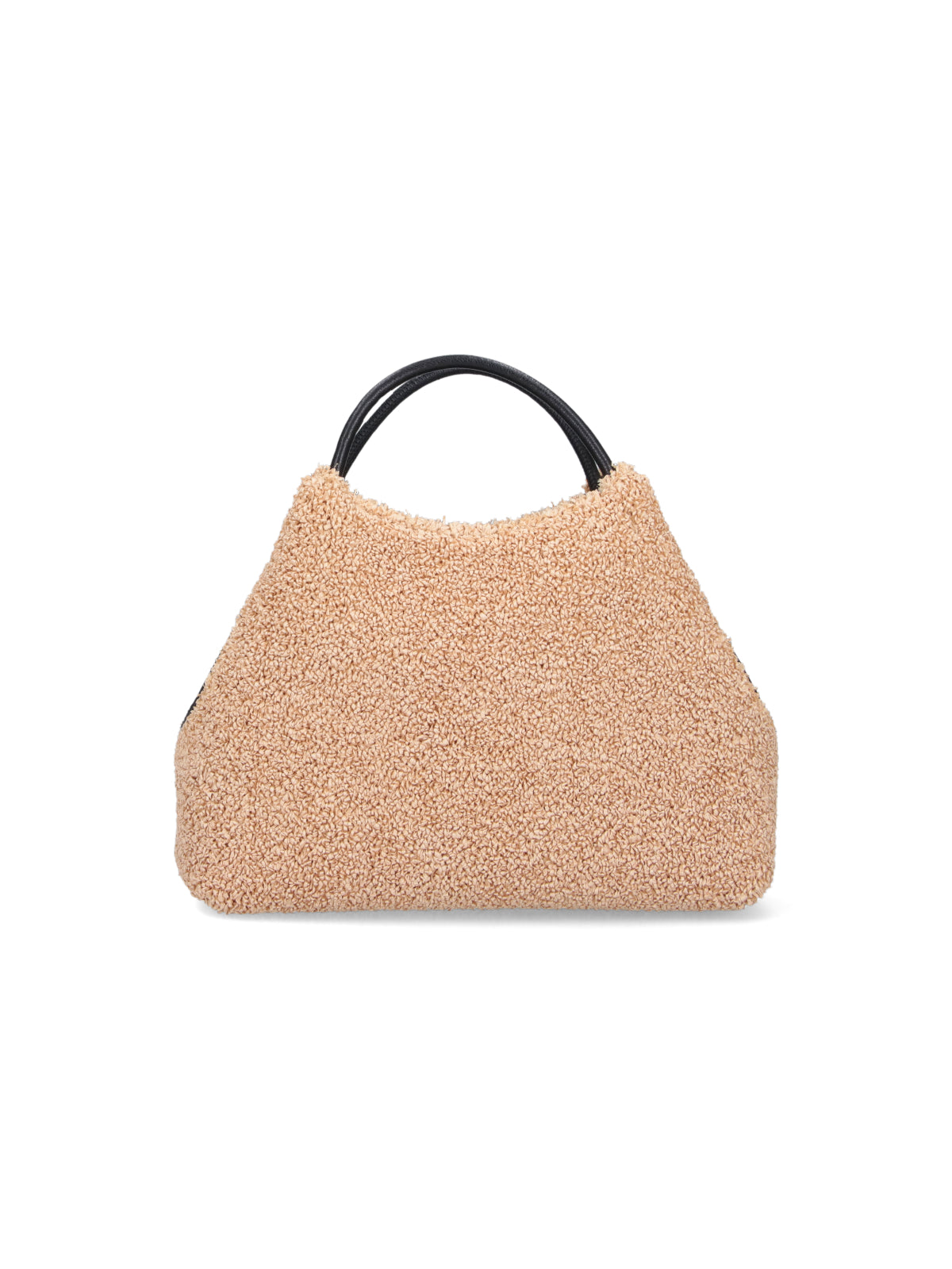 Trapezoidal Textured Beige Bag
