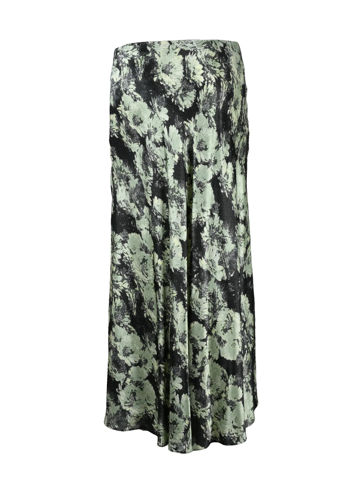 Green Black Viscose Women Satin Skirt