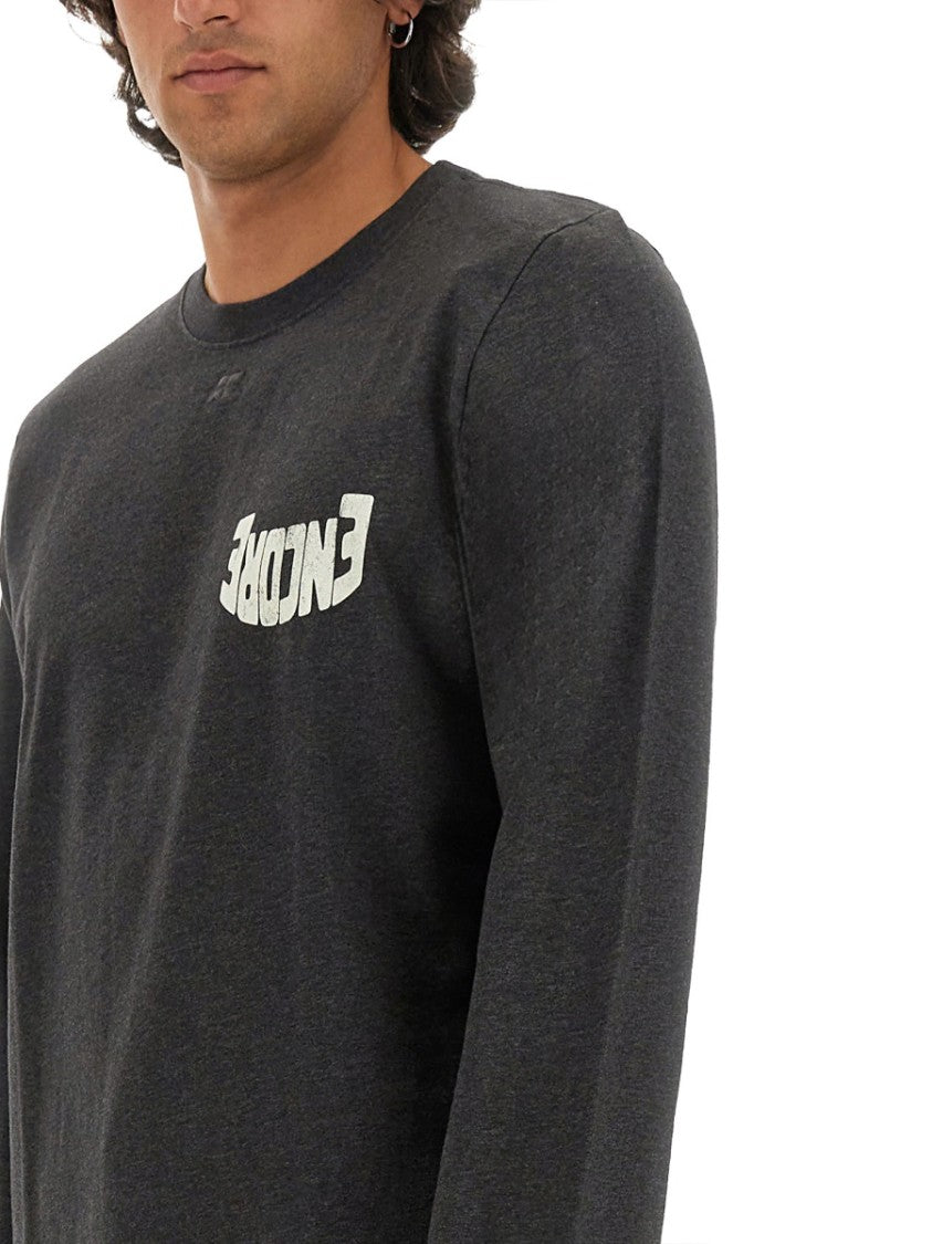 Logo-Embellished Grey Regular Fit T-Shirt