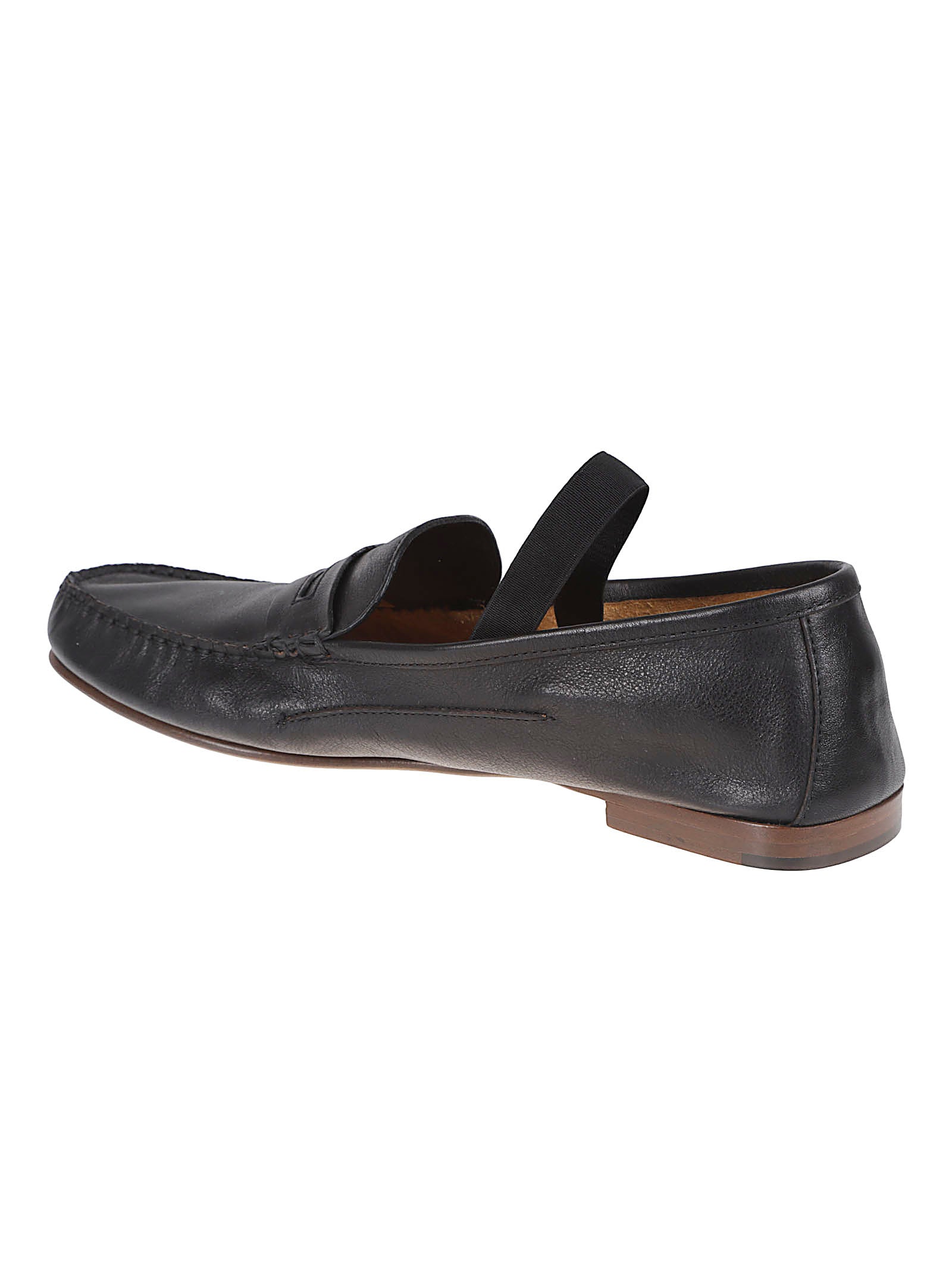 Flat Black Moccasins with Metallic Detail and Contemporary Silhouette